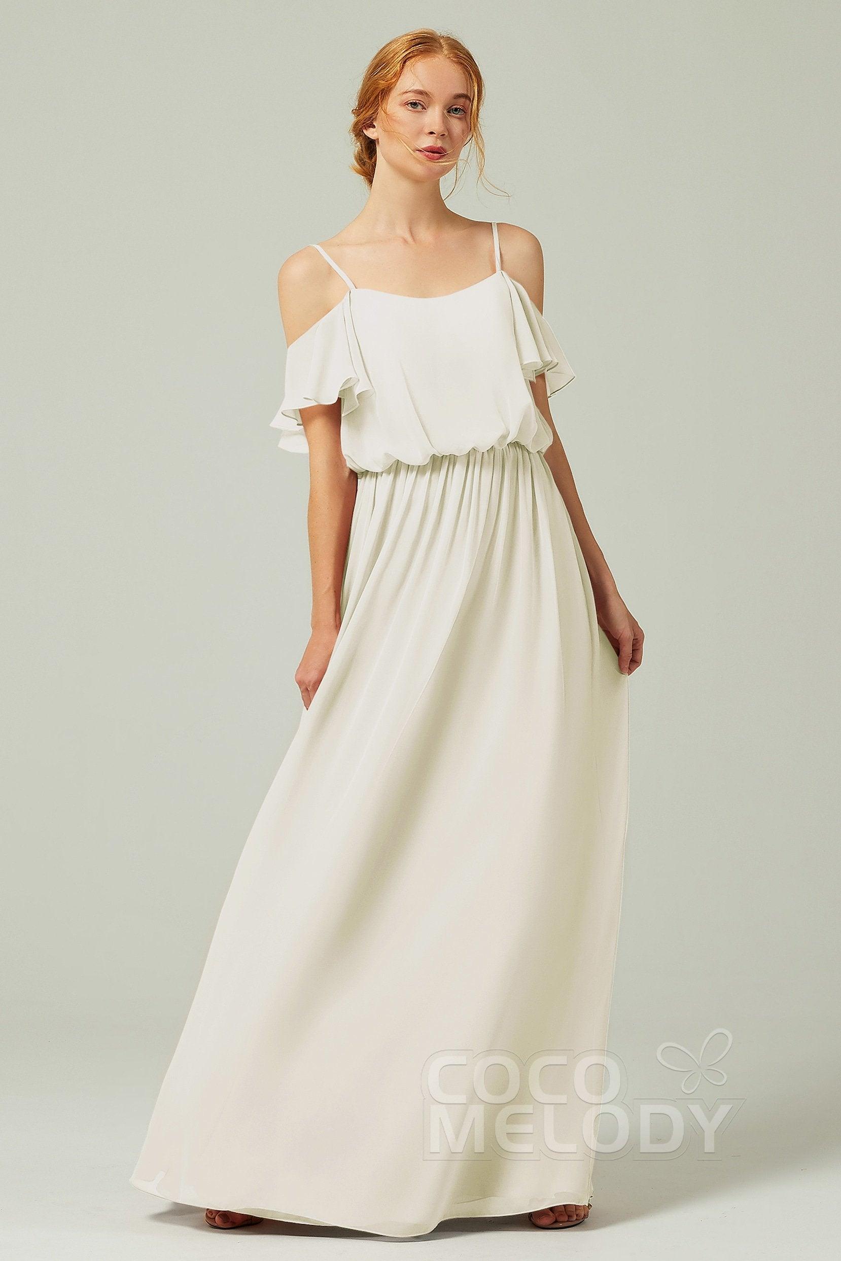 A-Line Floor Length Chiffon Bridesmaid Dress CB0300 - COCOMELODY