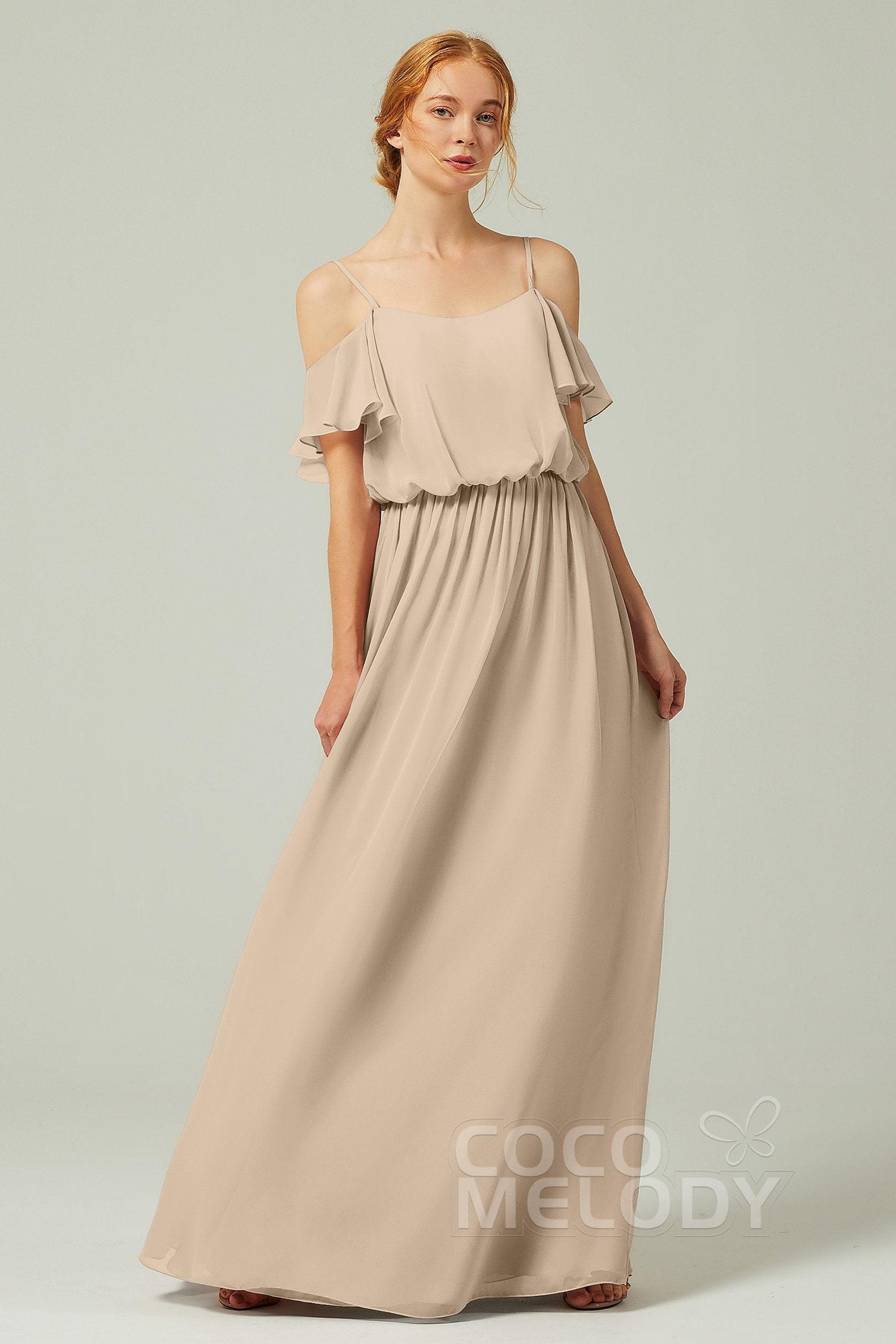 A-Line Floor Length Chiffon Bridesmaid Dress CB0300 - COCOMELODY