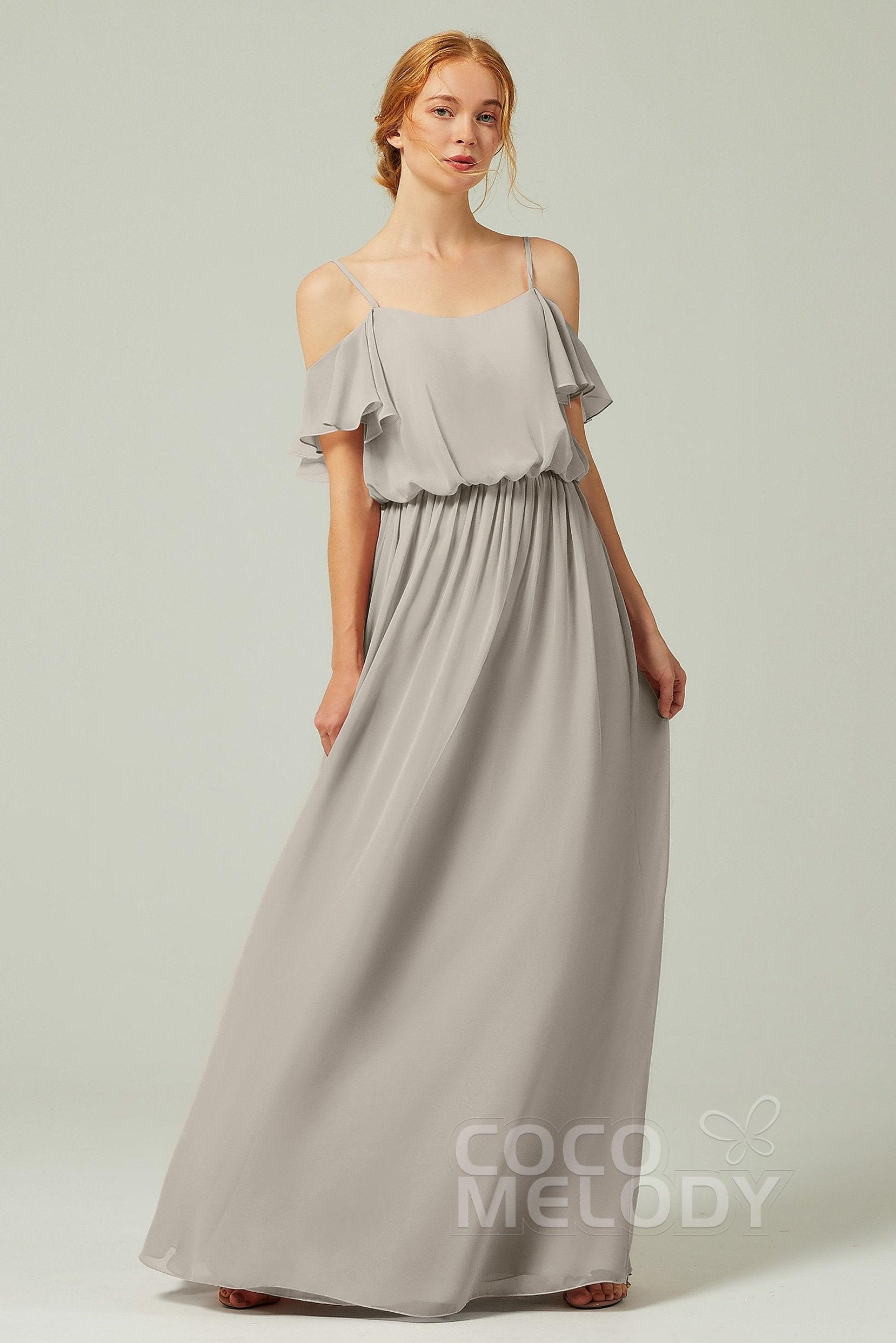 A-Line Floor Length Chiffon Bridesmaid Dress CB0300 - COCOMELODY
