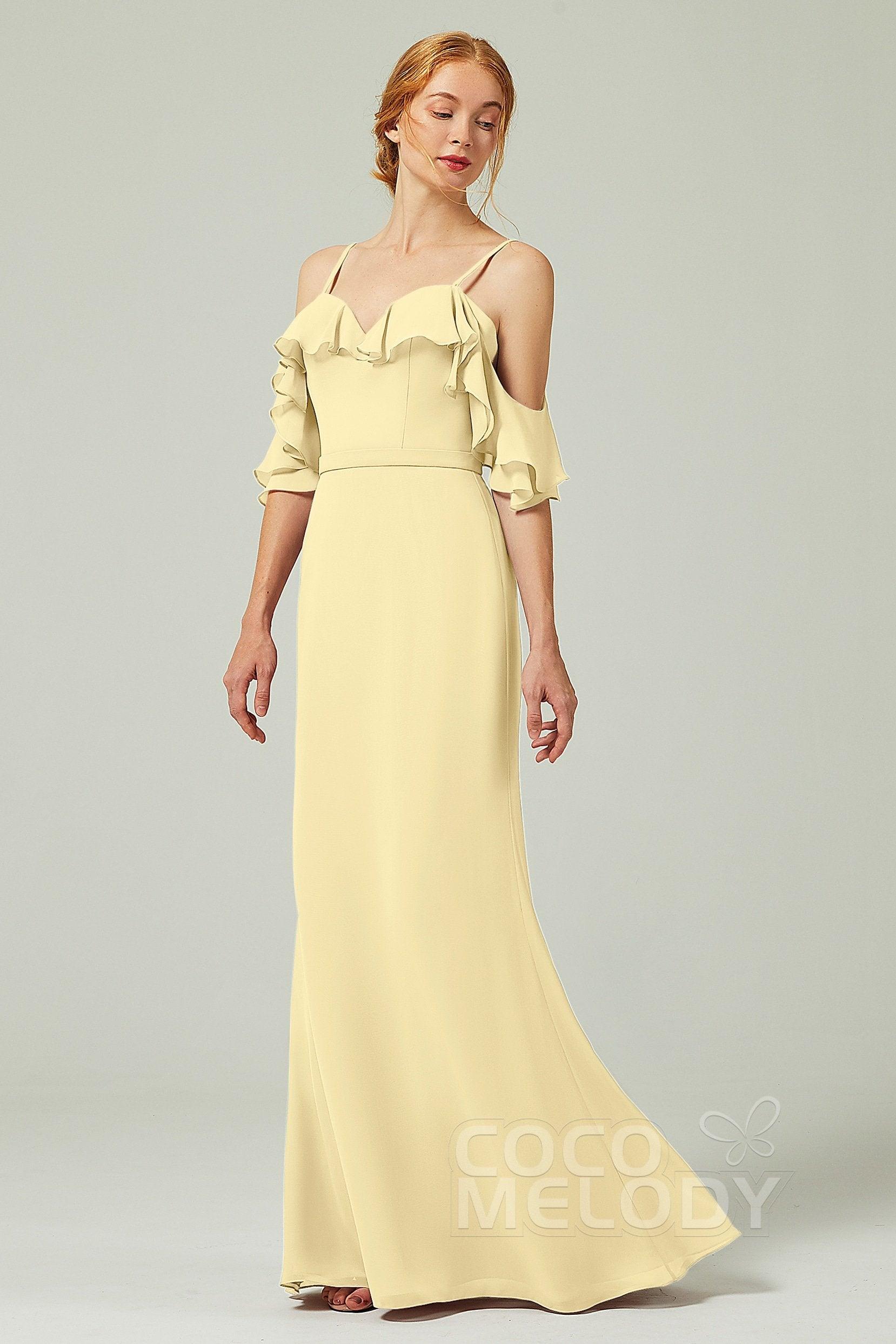 Sheath-Column Floor Length Chiffon Bridesmaid Dress CB0301 - COCOMELODY