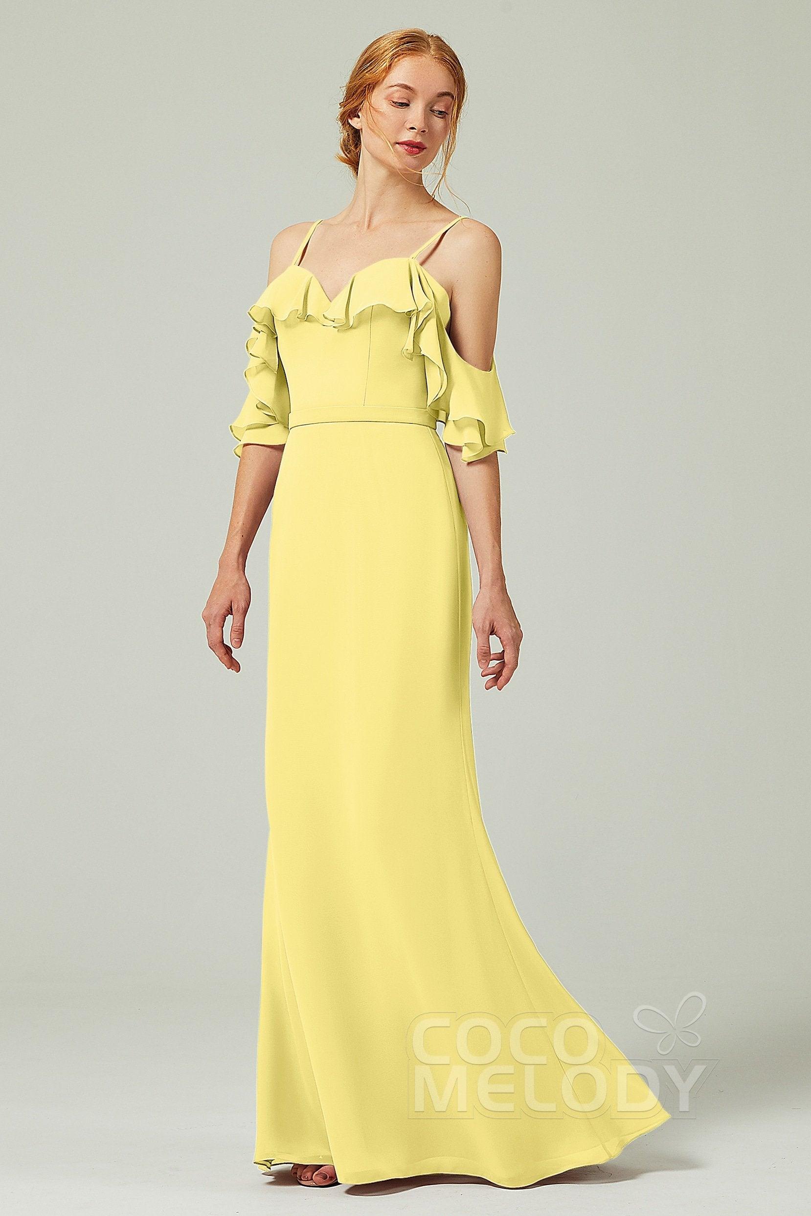 Sheath-Column Floor Length Chiffon Bridesmaid Dress CB0301 - COCOMELODY