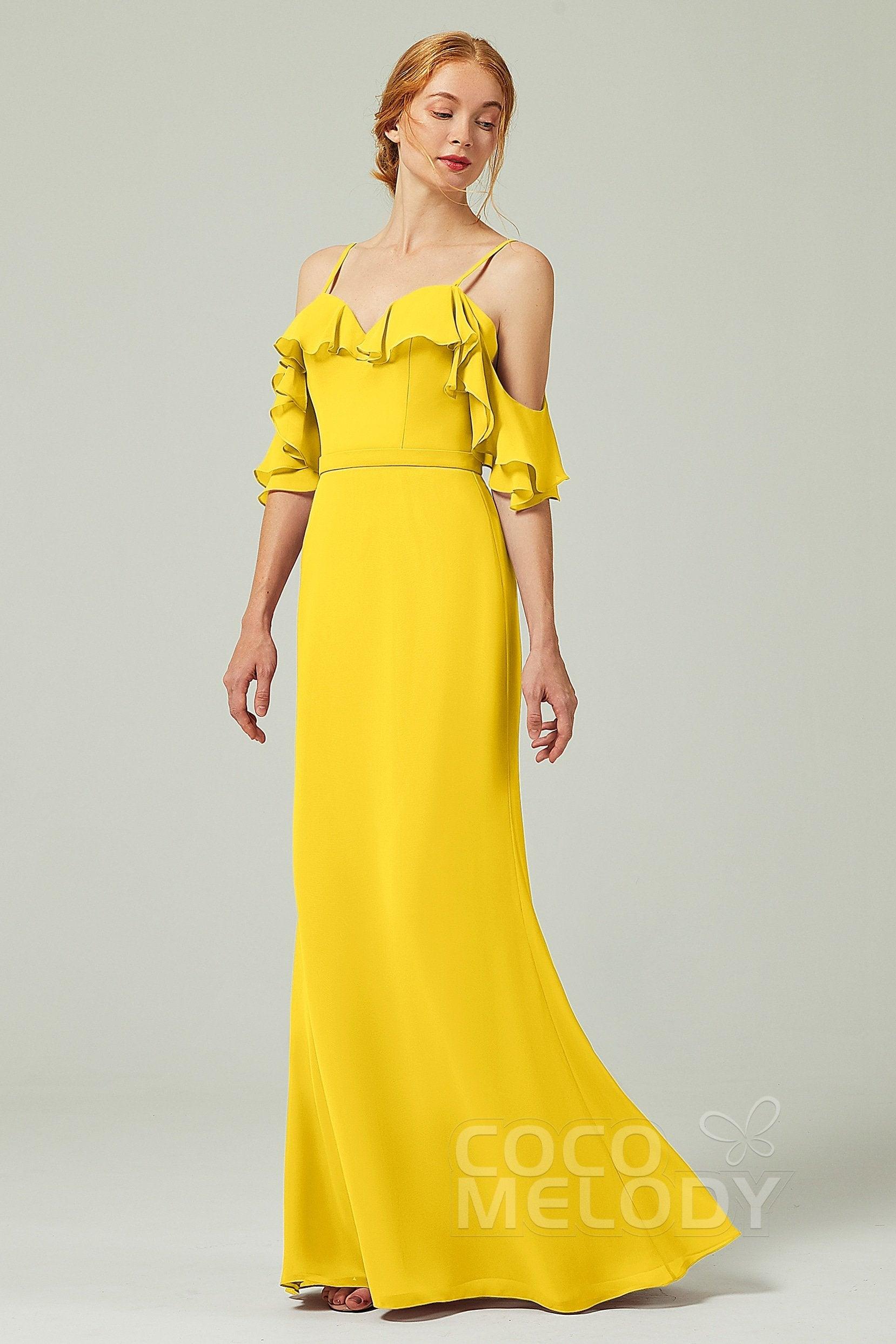 Sheath-Column Floor Length Chiffon Bridesmaid Dress CB0301 - COCOMELODY