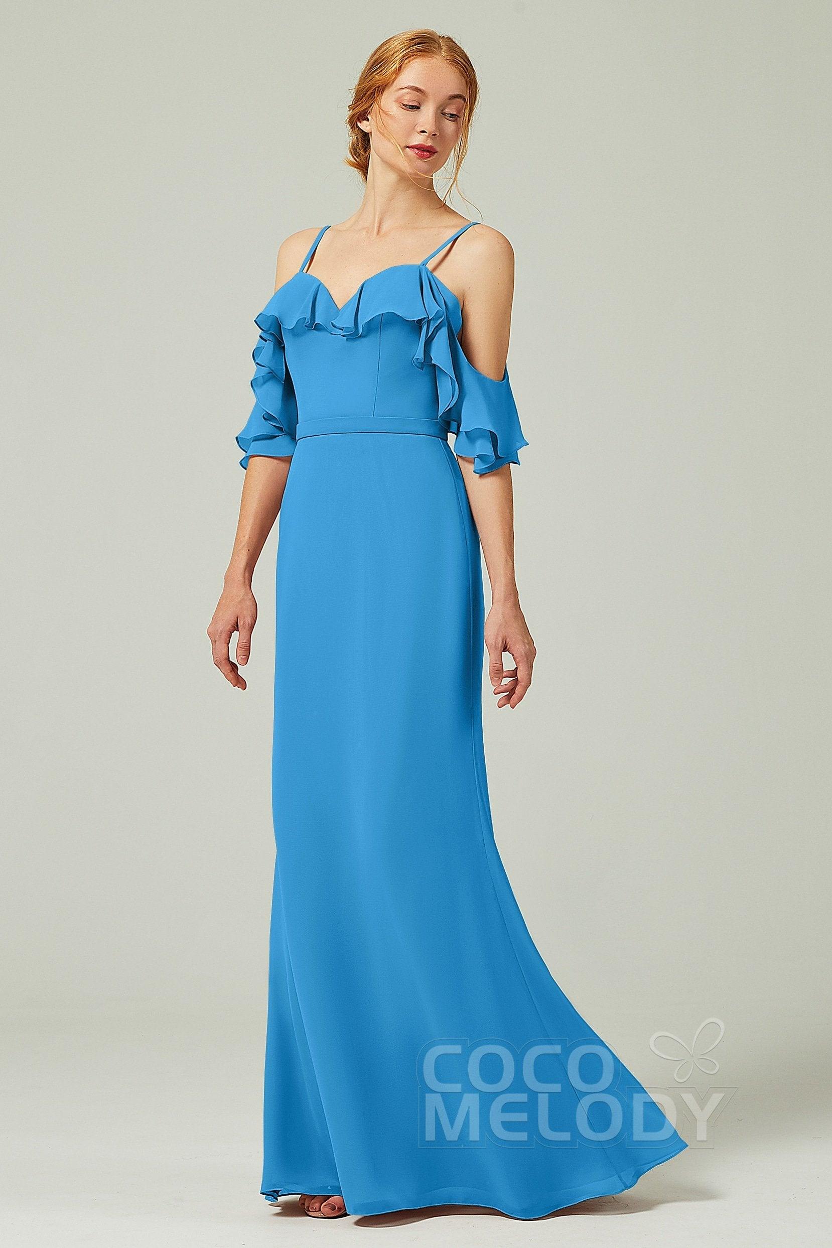 Sheath-Column Floor Length Chiffon Bridesmaid Dress CB0301 - COCOMELODY