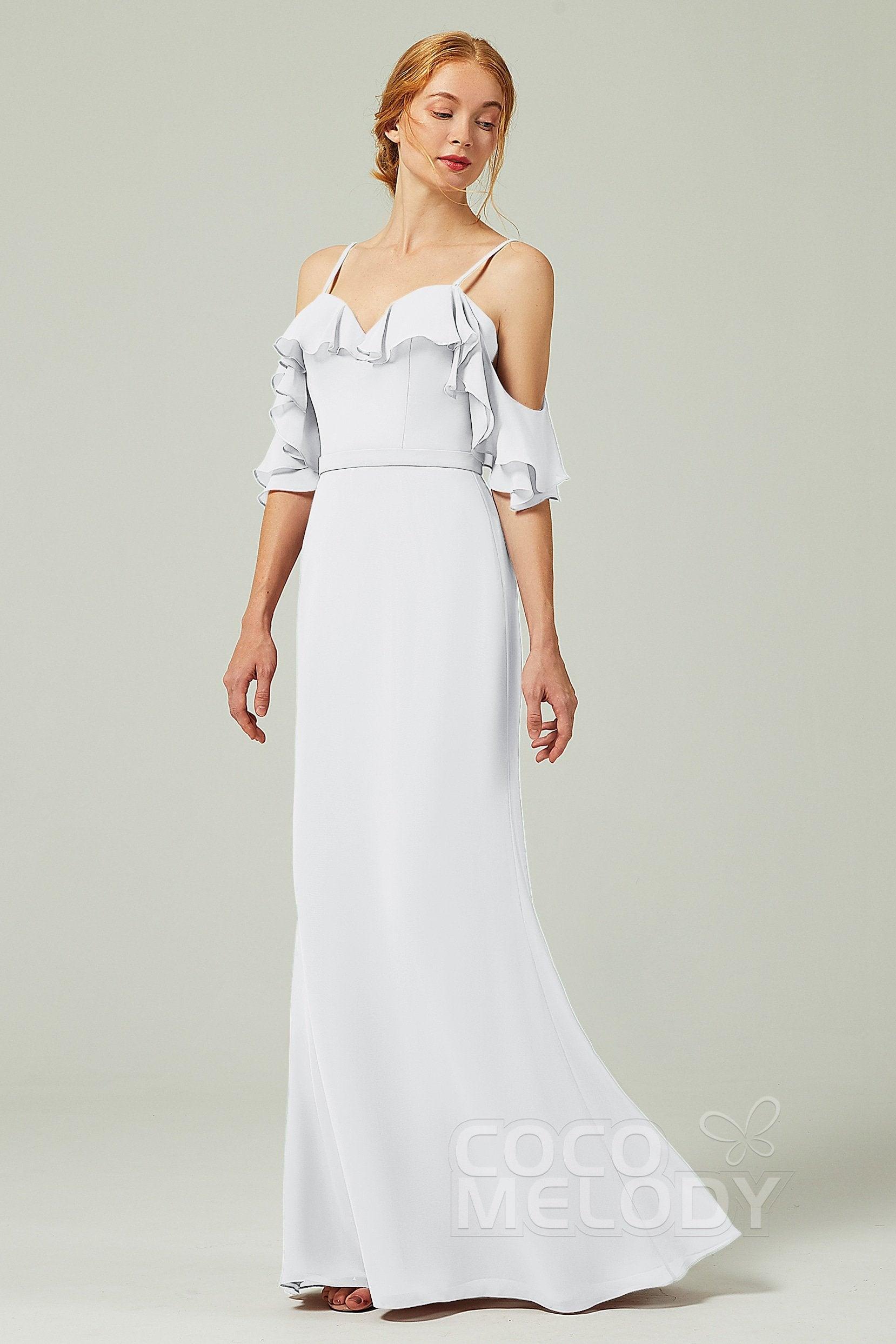 Sheath-Column Floor Length Chiffon Bridesmaid Dress CB0301 - COCOMELODY