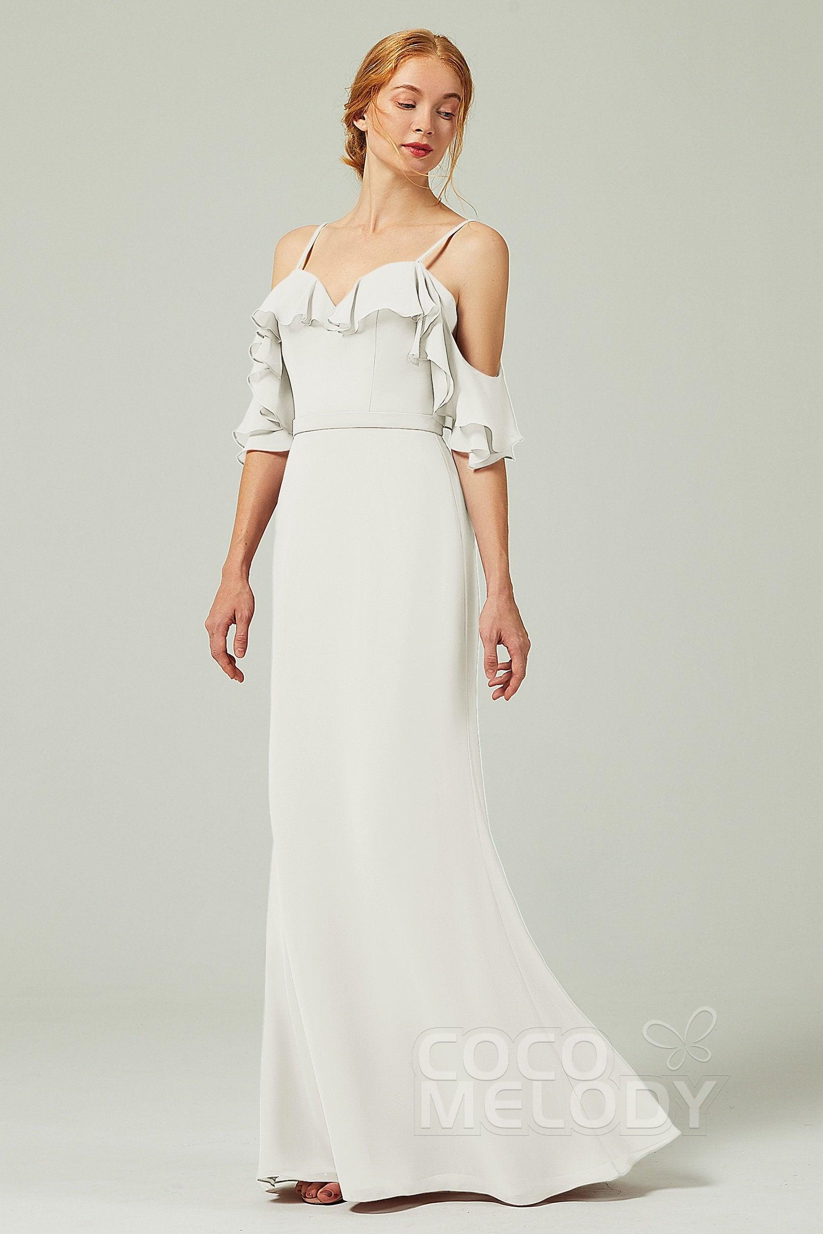 Sheath-Column Floor Length Chiffon Bridesmaid Dress CB0301 - COCOMELODY