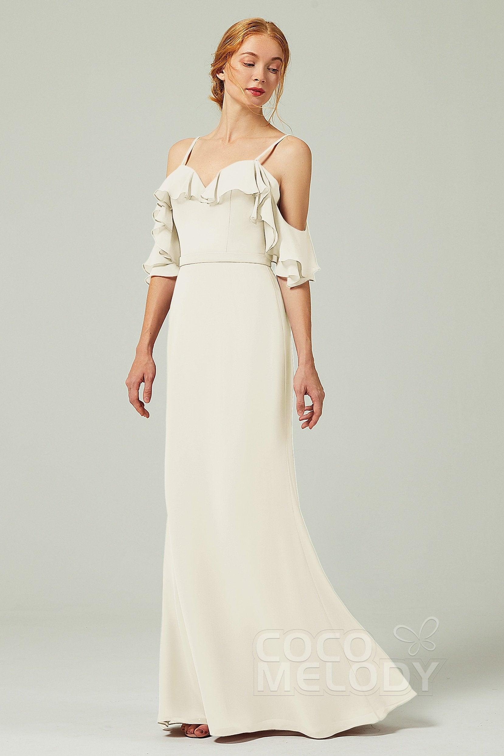 Sheath-Column Floor Length Chiffon Bridesmaid Dress CB0301 - COCOMELODY