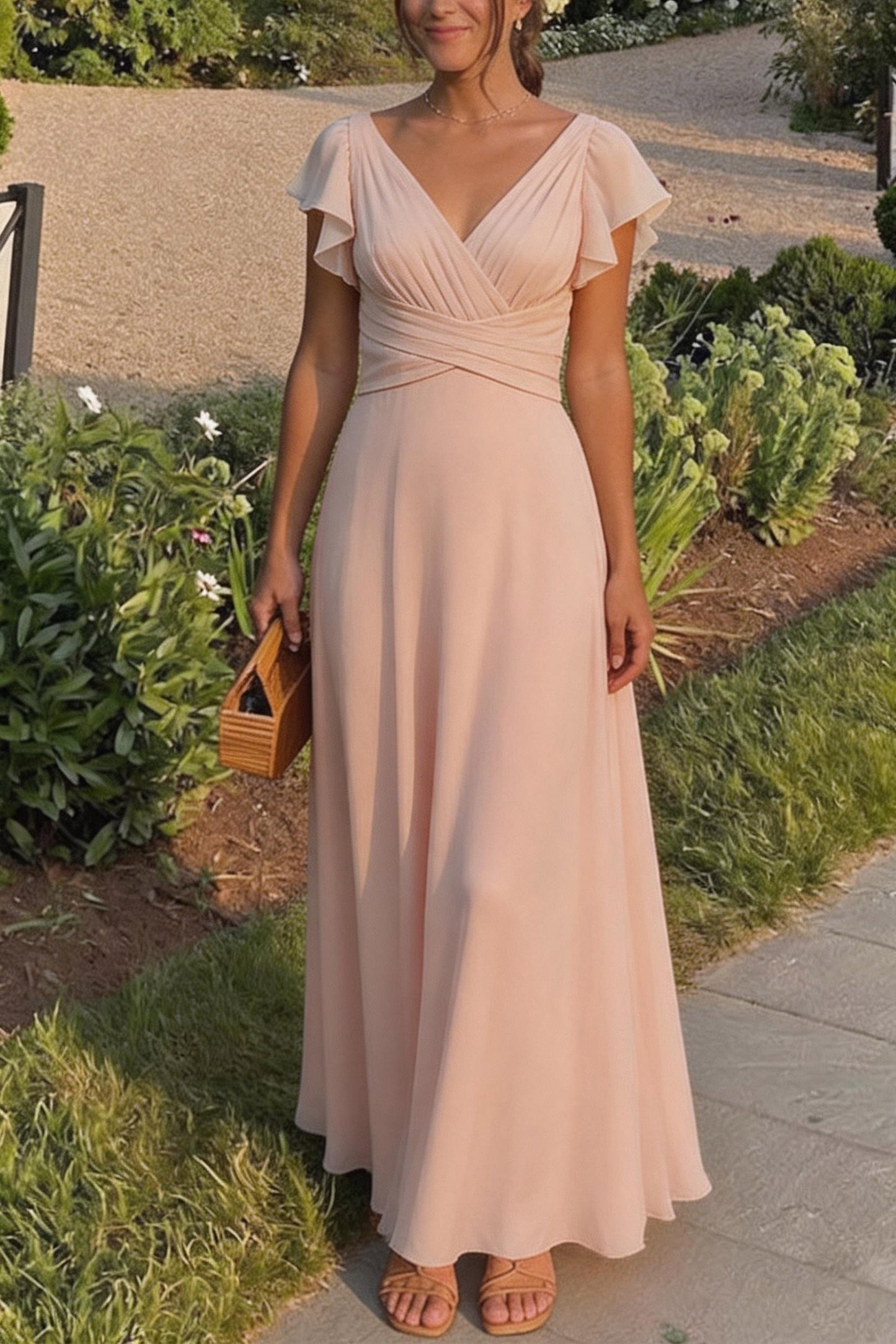 A-Line Floor Length Chiffon Bridesmaid Dress CB0302