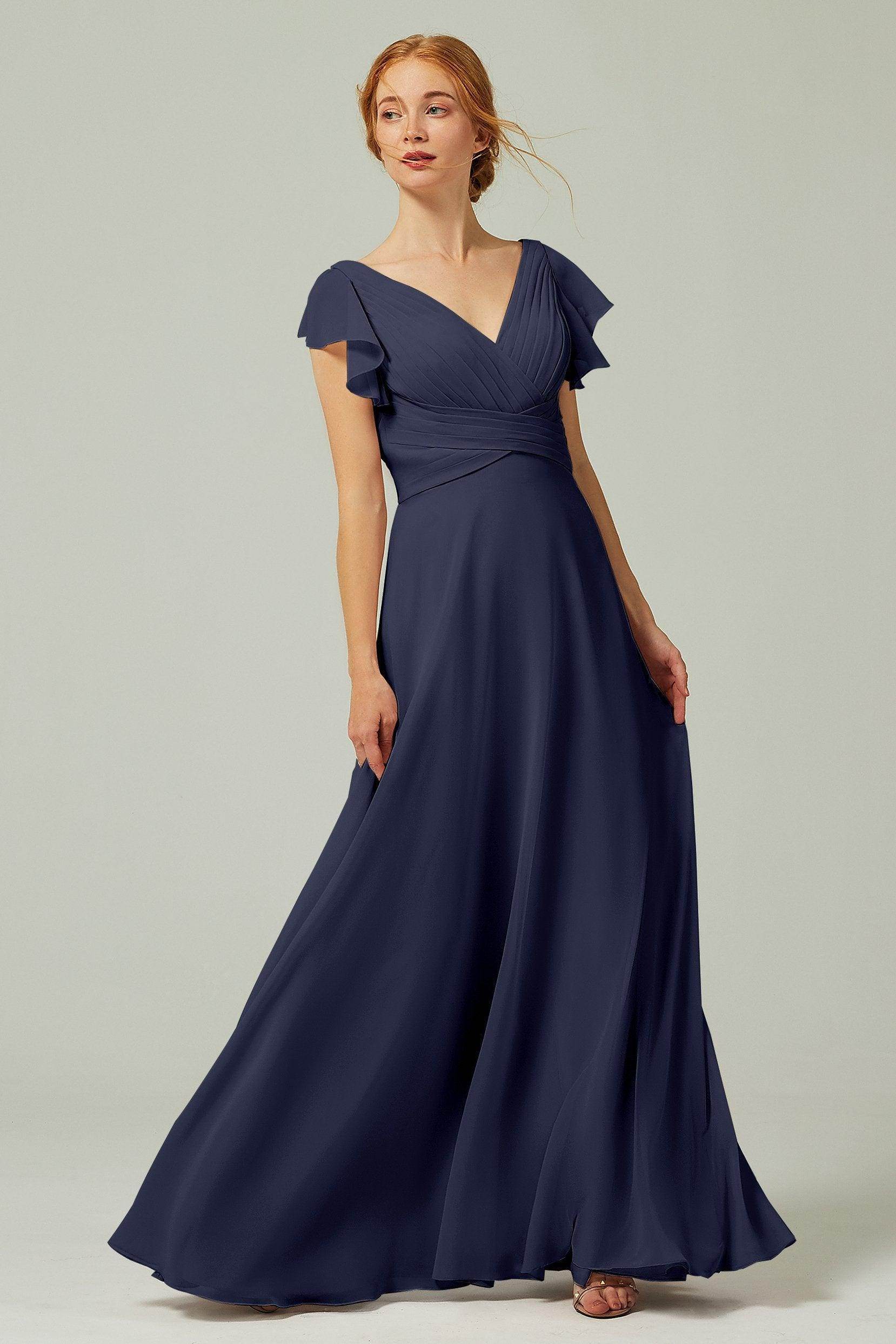 Pleated Ruffle Chiffon Bridesmaid Gown