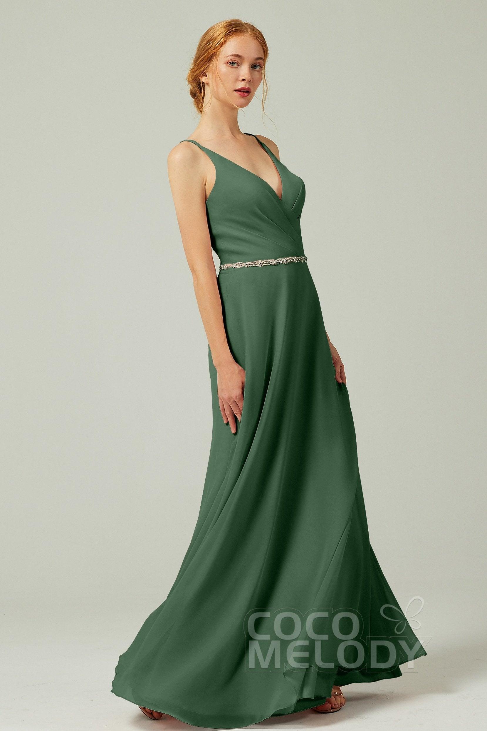 A-Line Floor Length Chiffon Bridesmaid Dress CB0303 - COCOMELODY