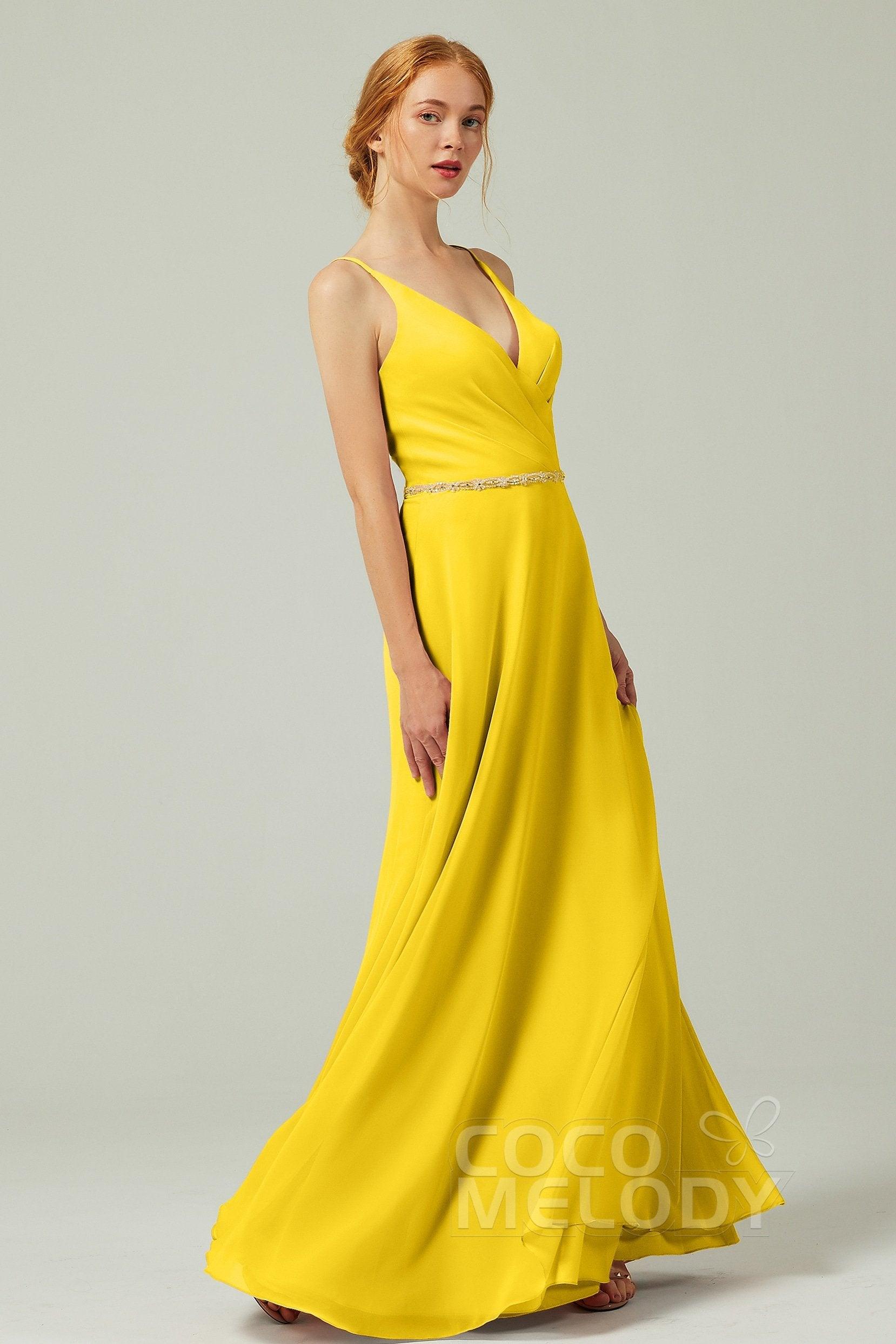 A-Line Floor Length Chiffon Bridesmaid Dress CB0303 - COCOMELODY