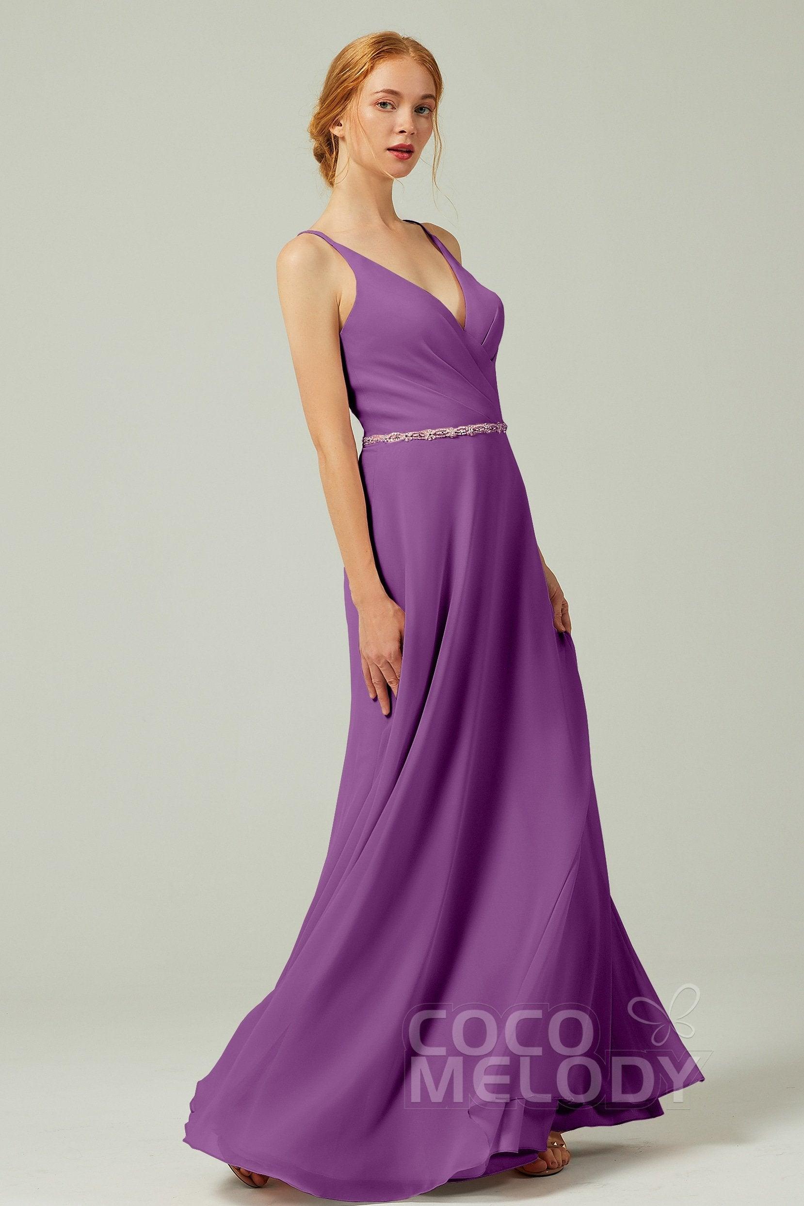 A-Line Floor Length Chiffon Bridesmaid Dress CB0303 - COCOMELODY