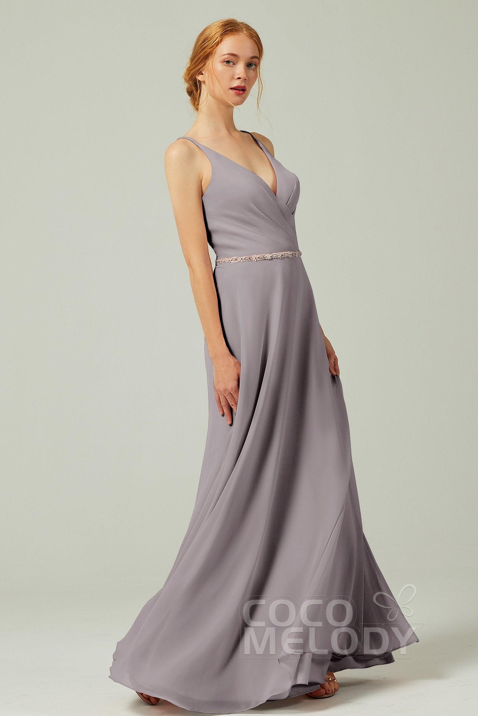A-Line Floor Length Chiffon Bridesmaid Dress CB0303 - COCOMELODY