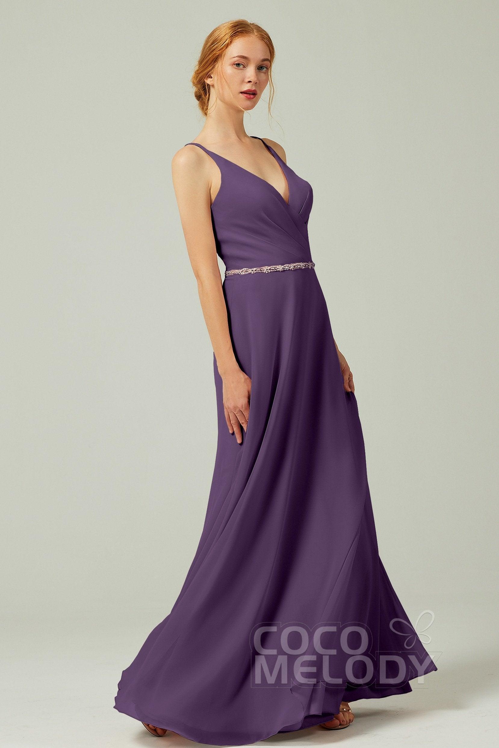 A-Line Floor Length Chiffon Bridesmaid Dress CB0303 - COCOMELODY