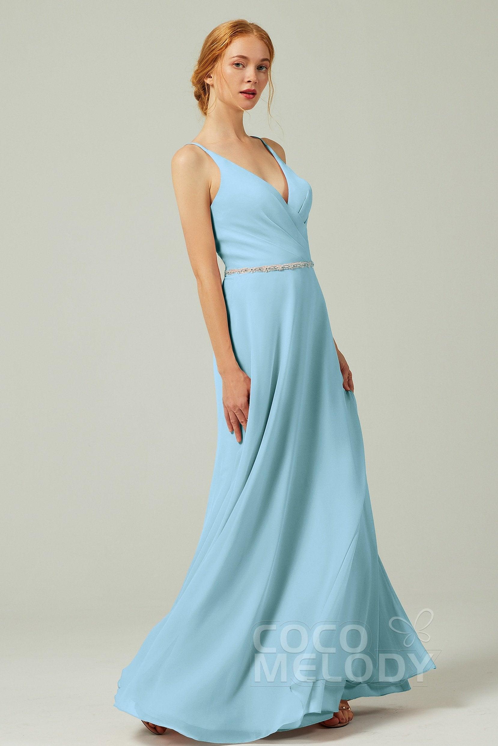 A-Line Floor Length Chiffon Bridesmaid Dress CB0303 - COCOMELODY