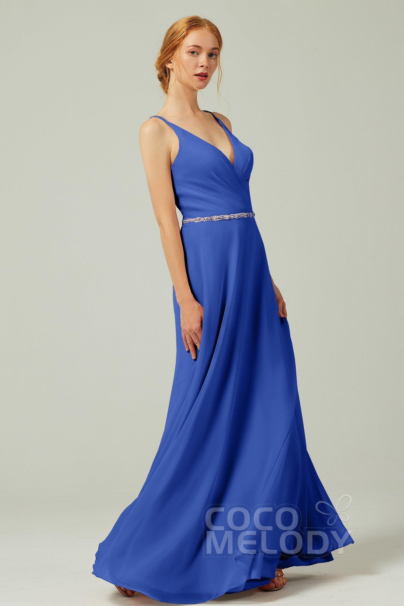 A-Line Floor Length Chiffon Bridesmaid Dress CB0303 - COCOMELODY