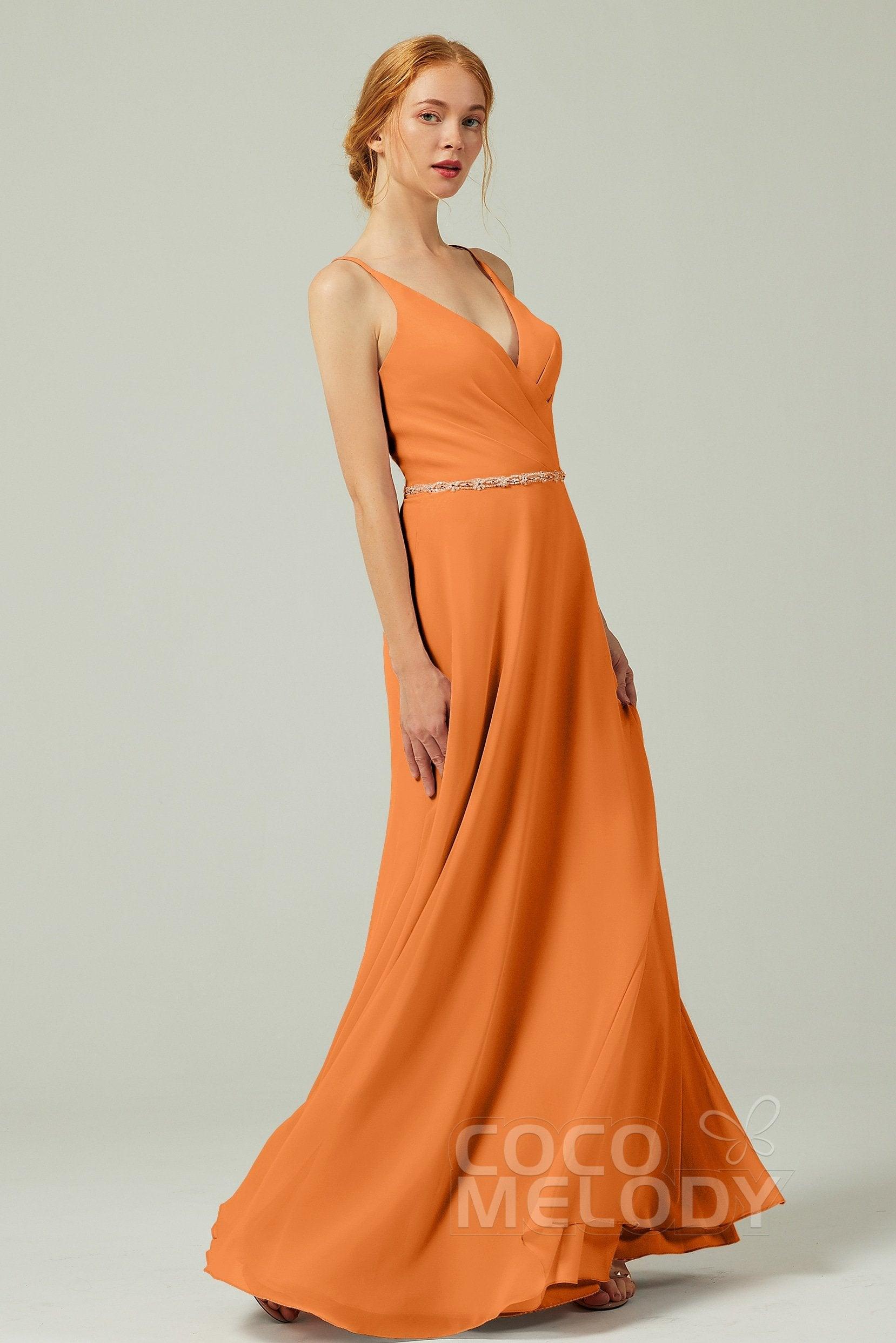 A-Line Floor Length Chiffon Bridesmaid Dress CB0303 - COCOMELODY