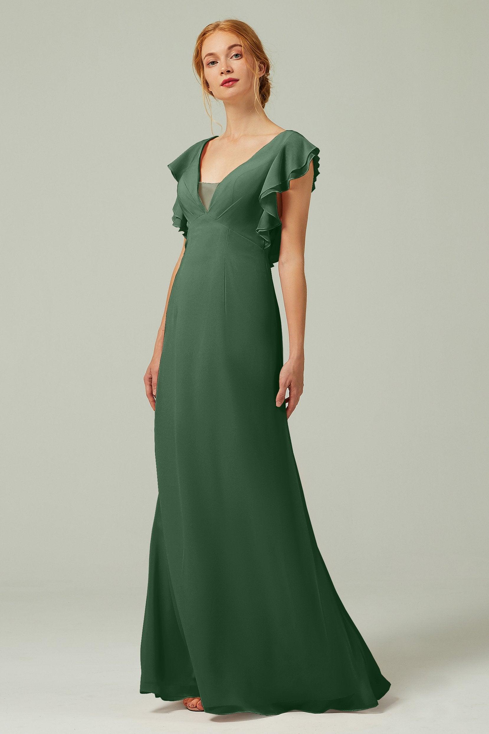 Sheath-Column Floor Length Chiffon Bridesmaid Dress CB0304 - COCOMELODY