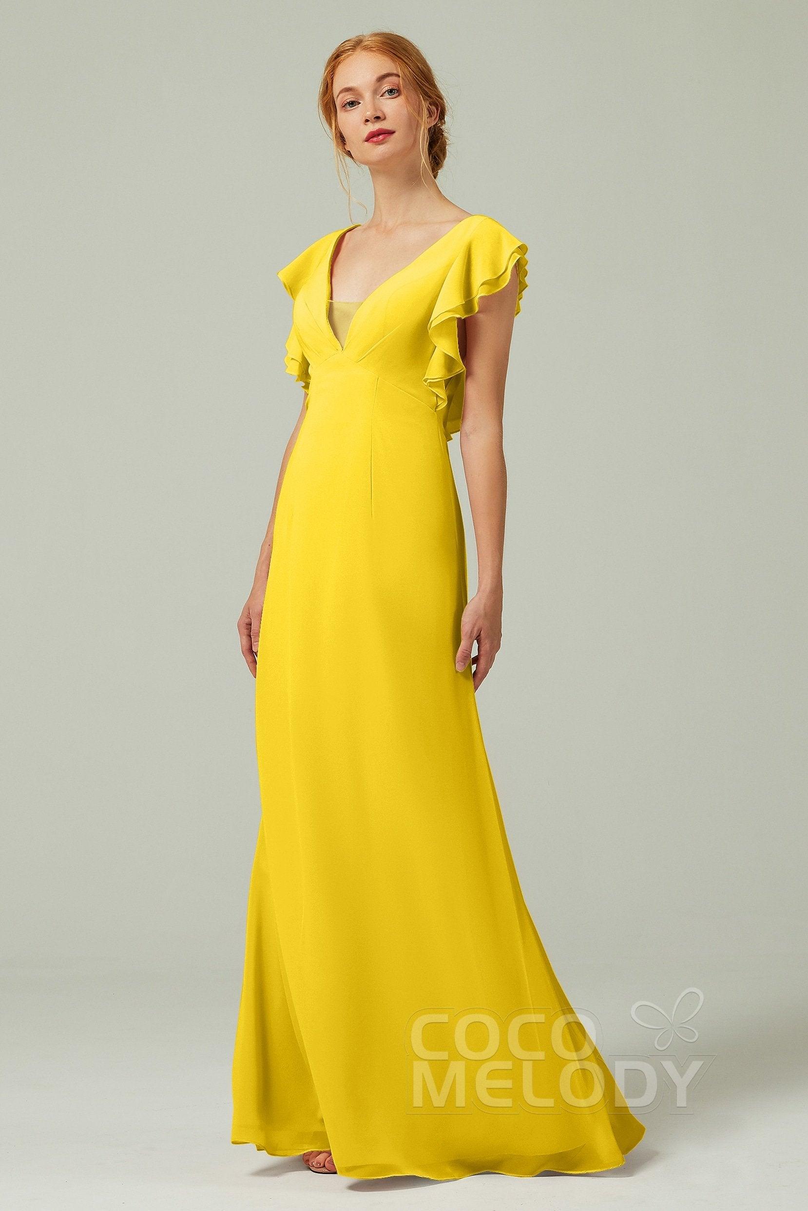 Sheath-Column Floor Length Chiffon Bridesmaid Dress CB0304 - COCOMELODY