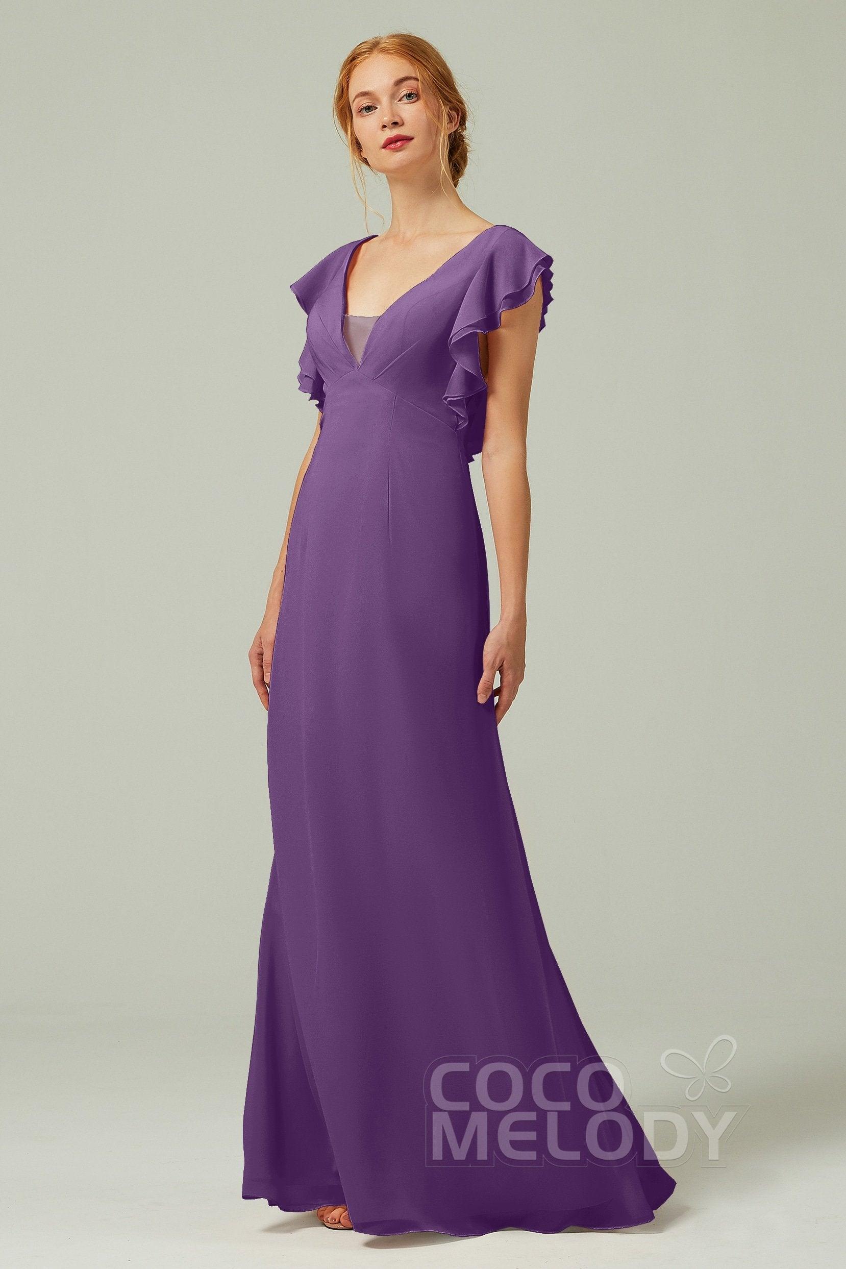 Sheath-Column Floor Length Chiffon Bridesmaid Dress CB0304 - COCOMELODY