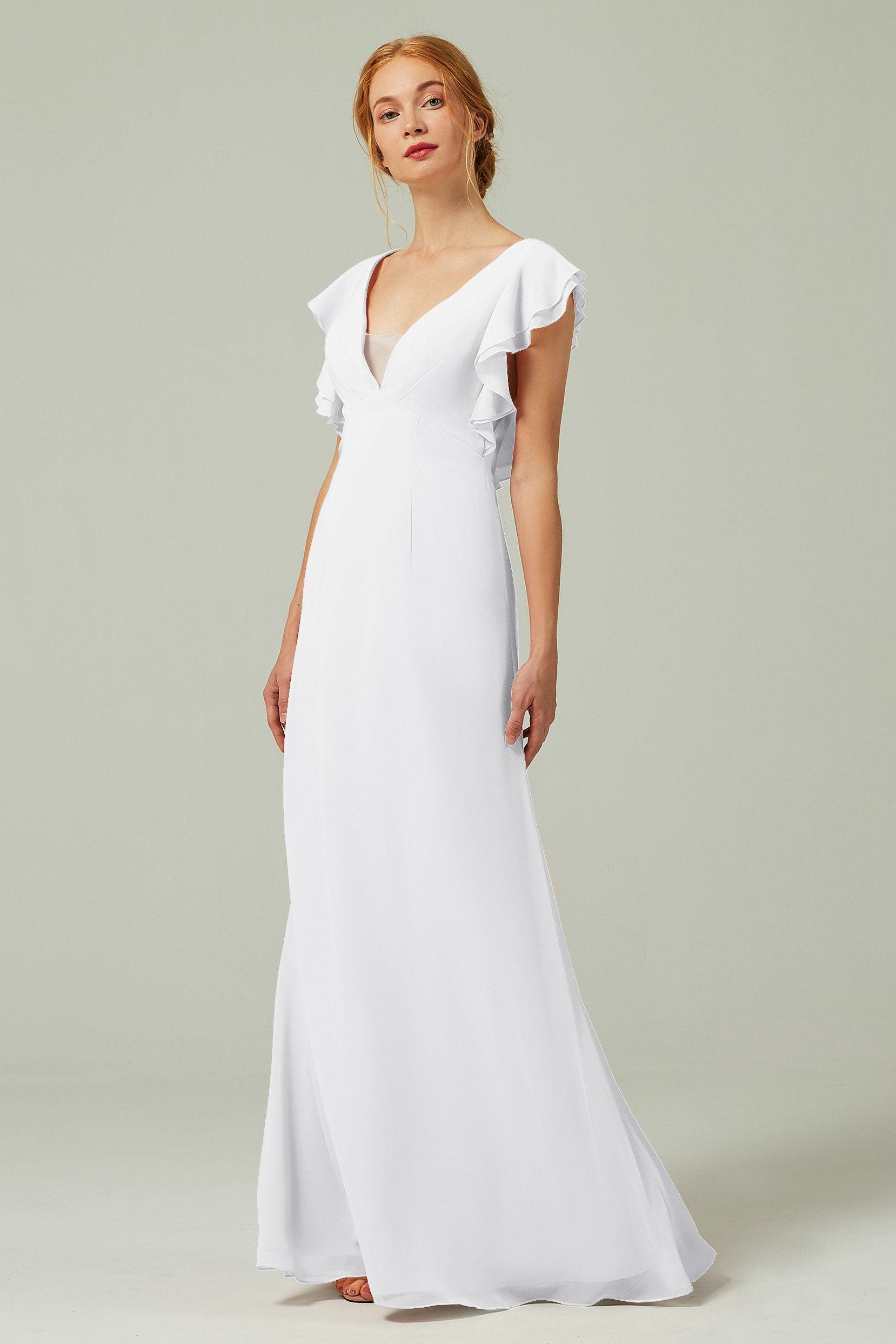 Sheath-Column Floor Length Chiffon Bridesmaid Dress CB0304 - COCOMELODY
