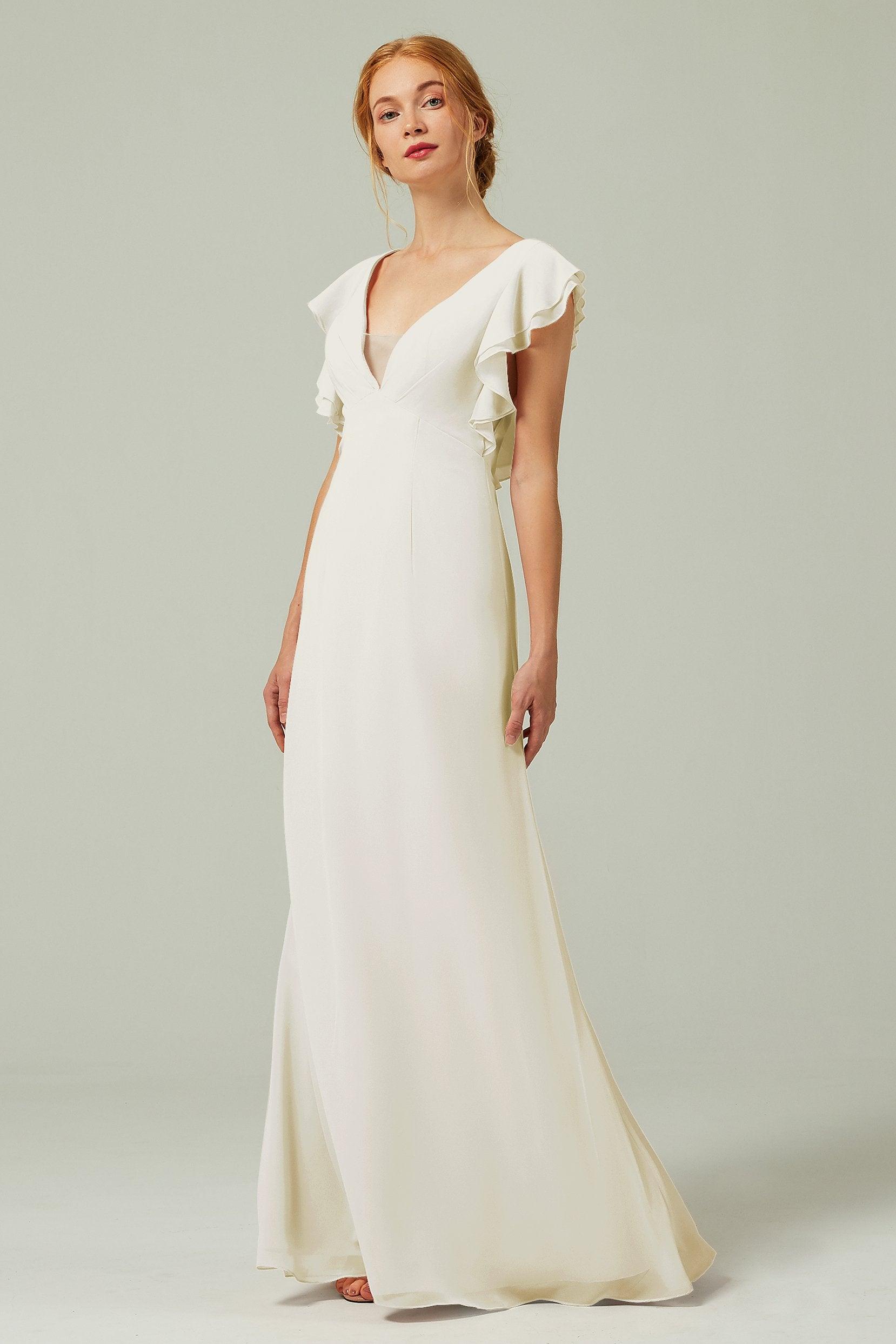 Sheath-Column Floor Length Chiffon Bridesmaid Dress CB0304 - COCOMELODY
