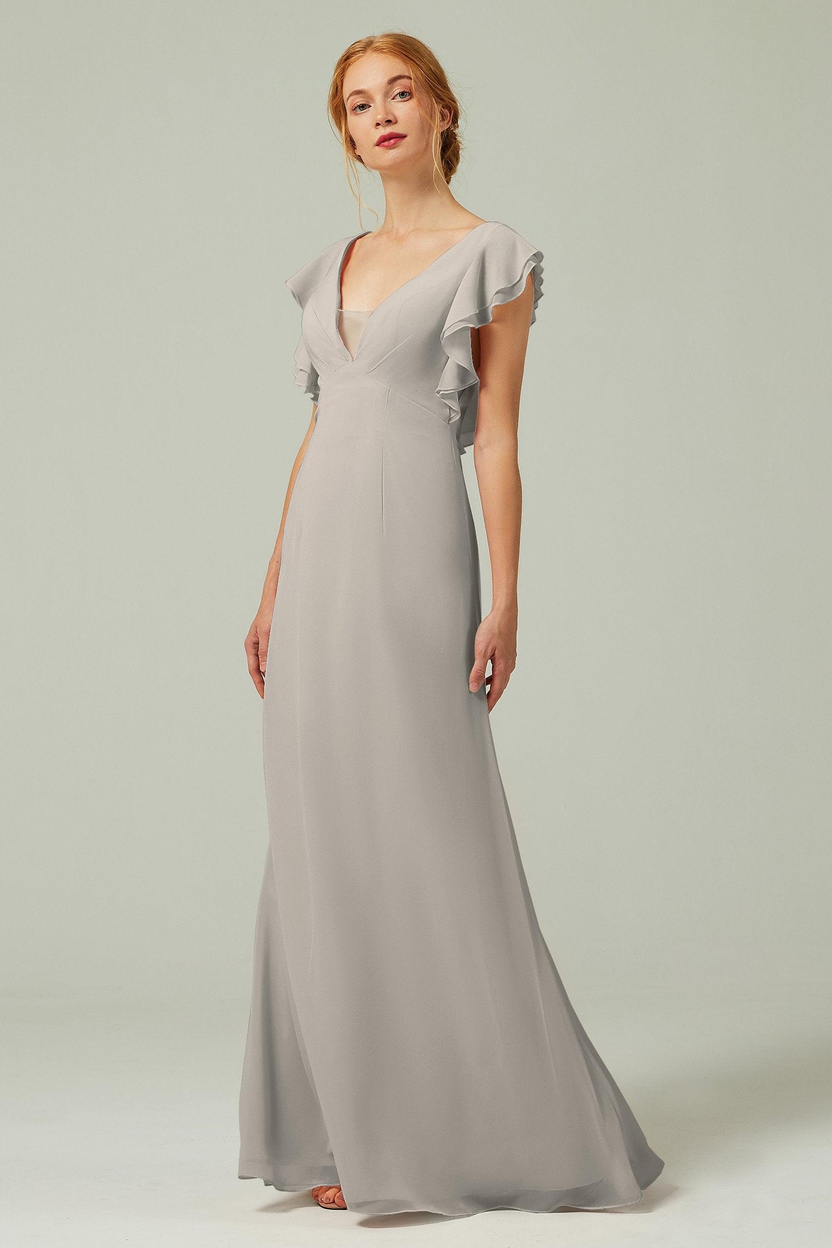 Sheath-Column Floor Length Chiffon Bridesmaid Dress CB0304 - COCOMELODY