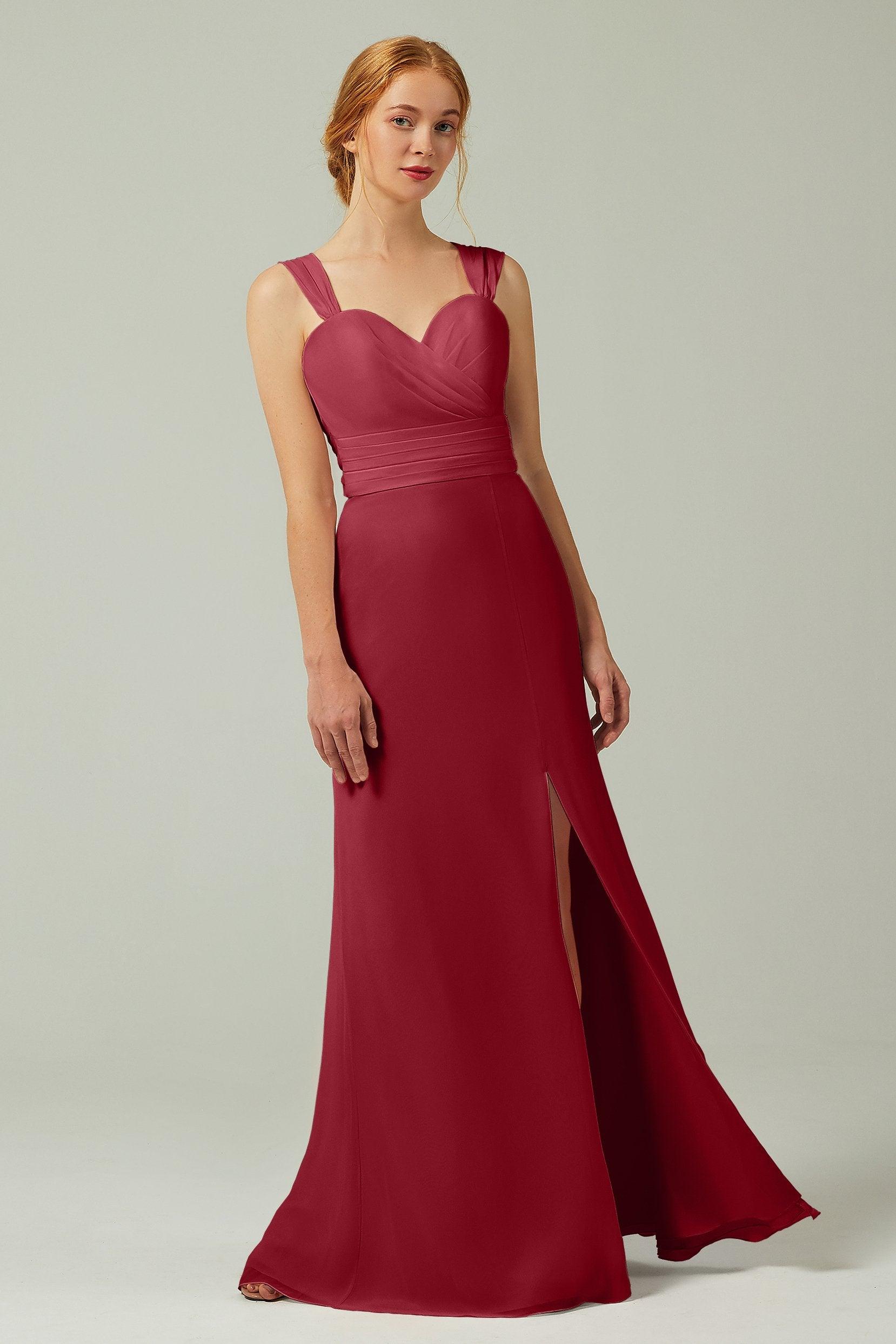 Sheath-Column Floor Length Chiffon Bridesmaid Dress CB0305 - COCOMELODY