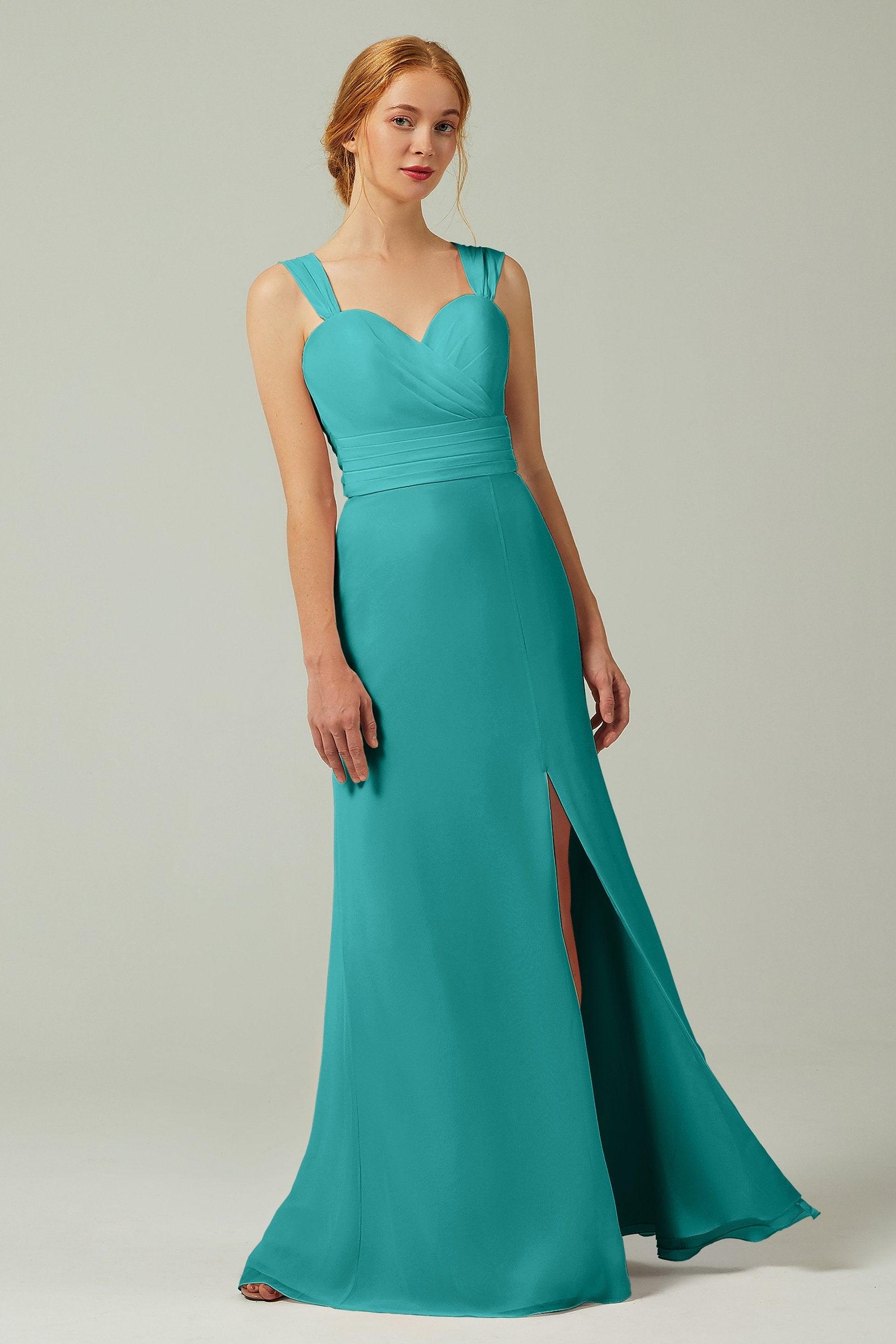 Sheath-Column Floor Length Chiffon Bridesmaid Dress CB0305 - COCOMELODY