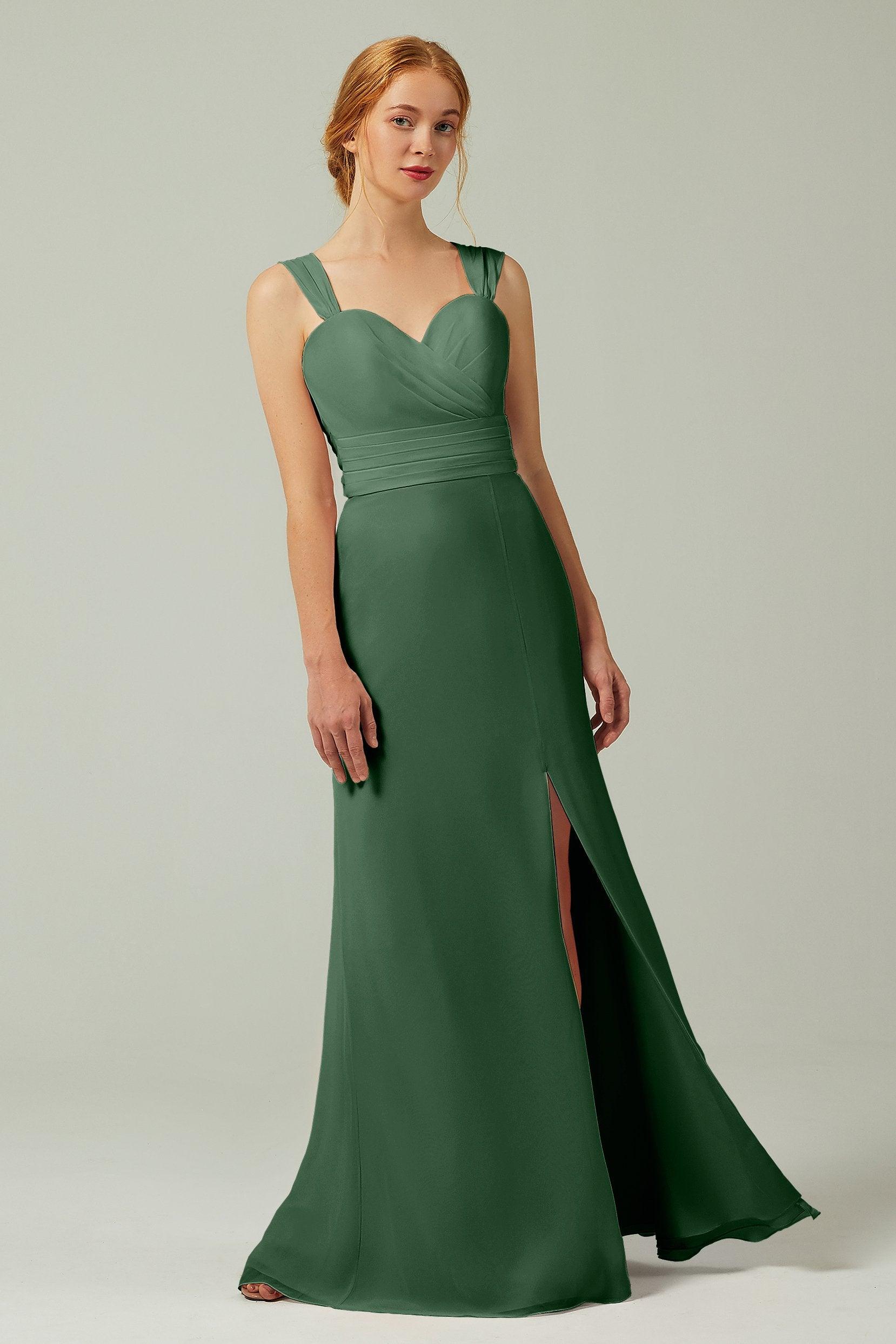 Sheath-Column Floor Length Chiffon Bridesmaid Dress CB0305 - COCOMELODY