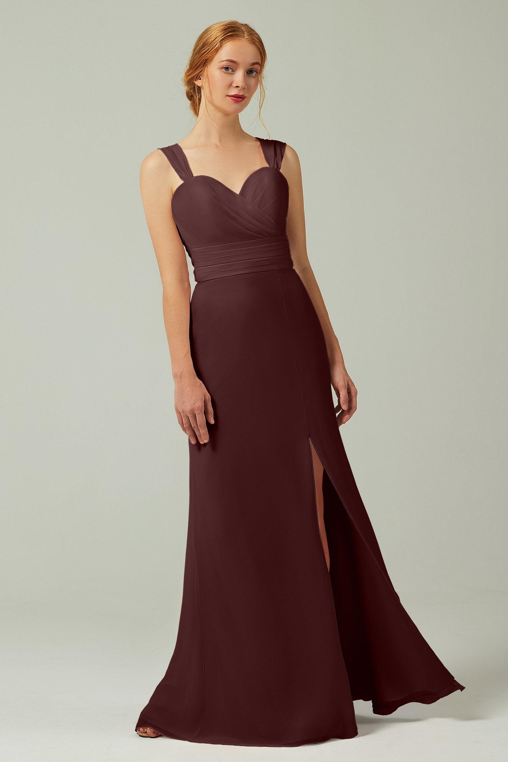 Sheath-Column Floor Length Chiffon Bridesmaid Dress CB0305 - COCOMELODY