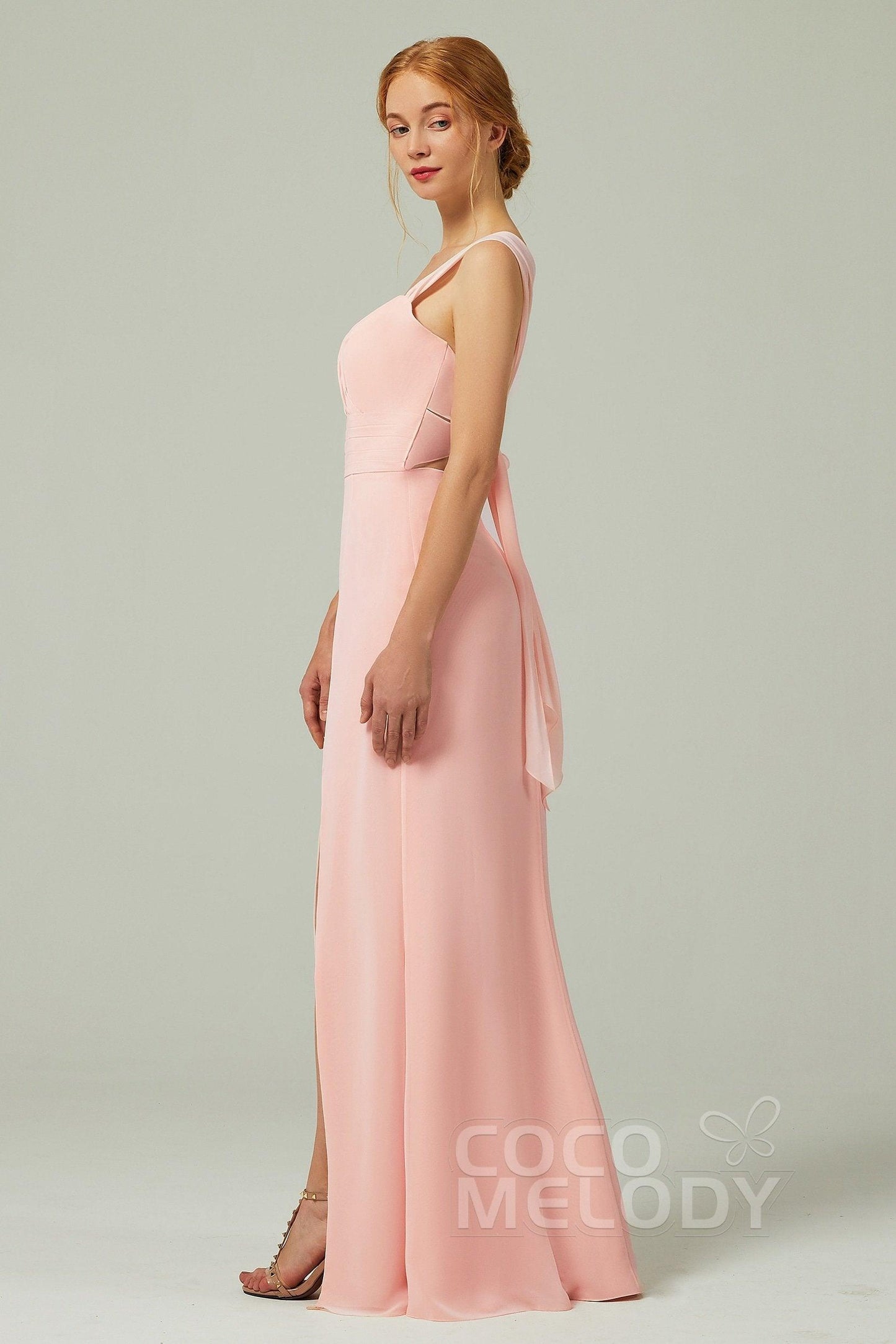 Sheath-Column Floor Length Chiffon Bridesmaid Dress CB0305