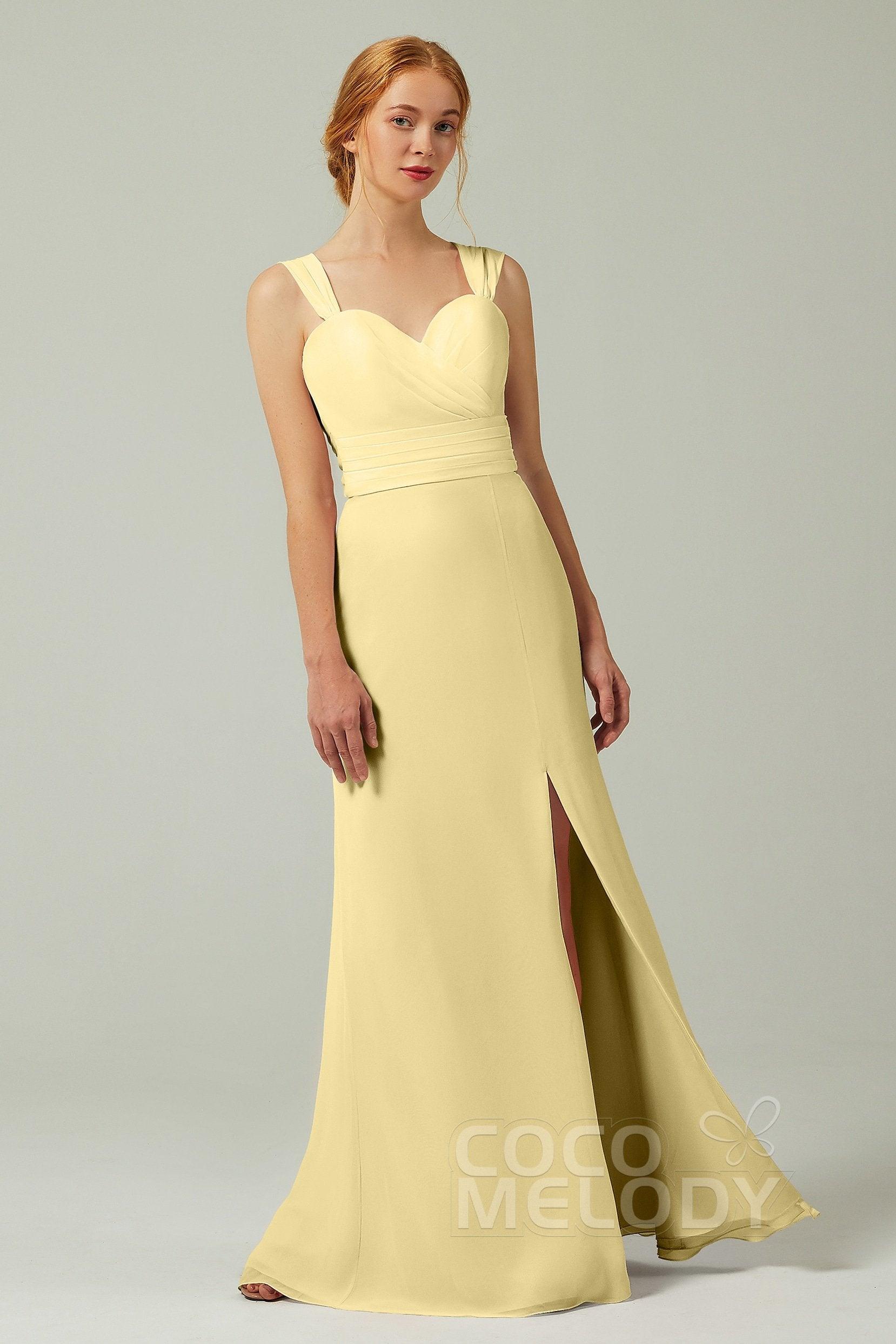 Sheath-Column Floor Length Chiffon Bridesmaid Dress CB0305 - COCOMELODY
