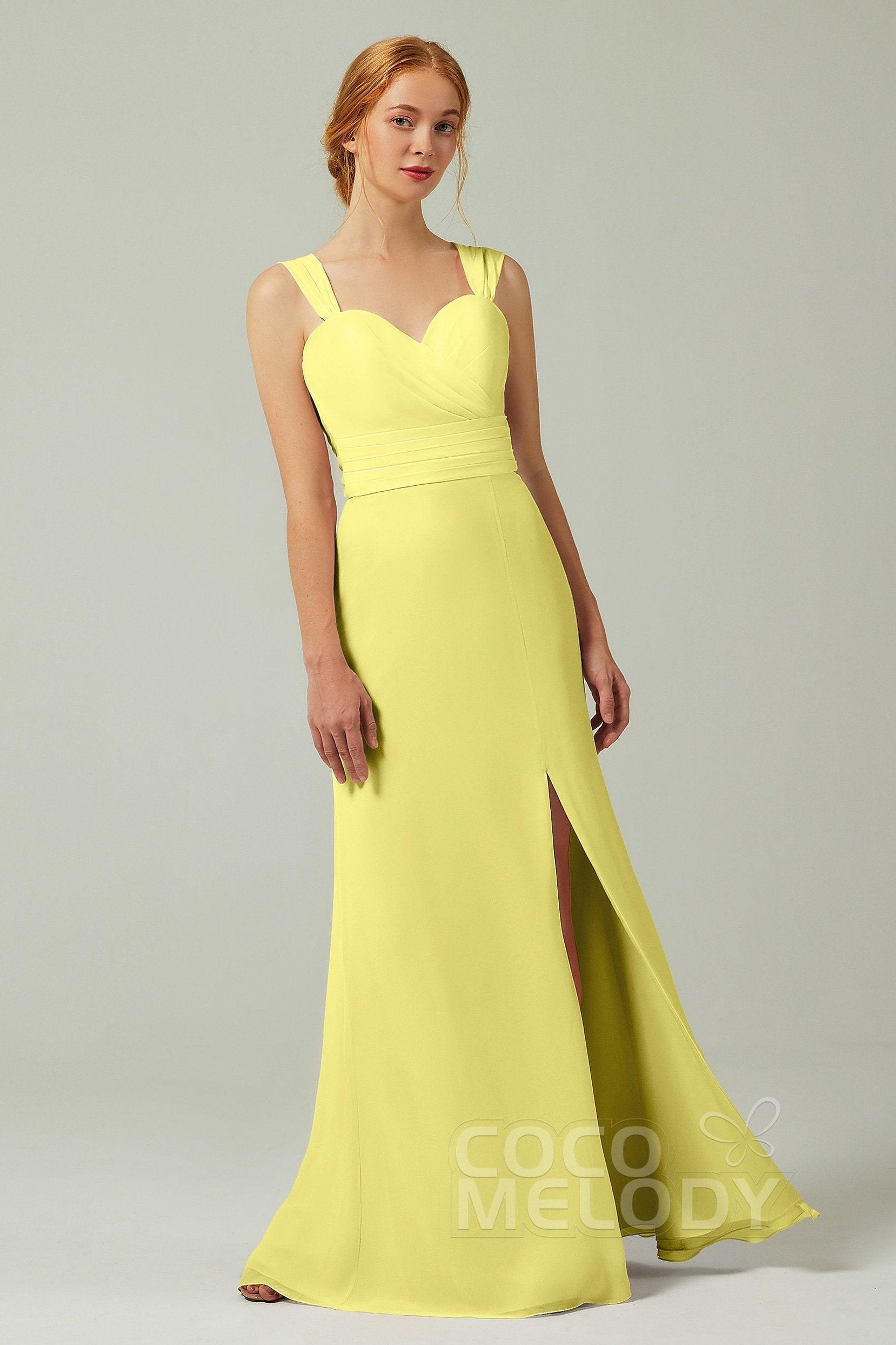 Sheath-Column Floor Length Chiffon Bridesmaid Dress CB0305 - COCOMELODY