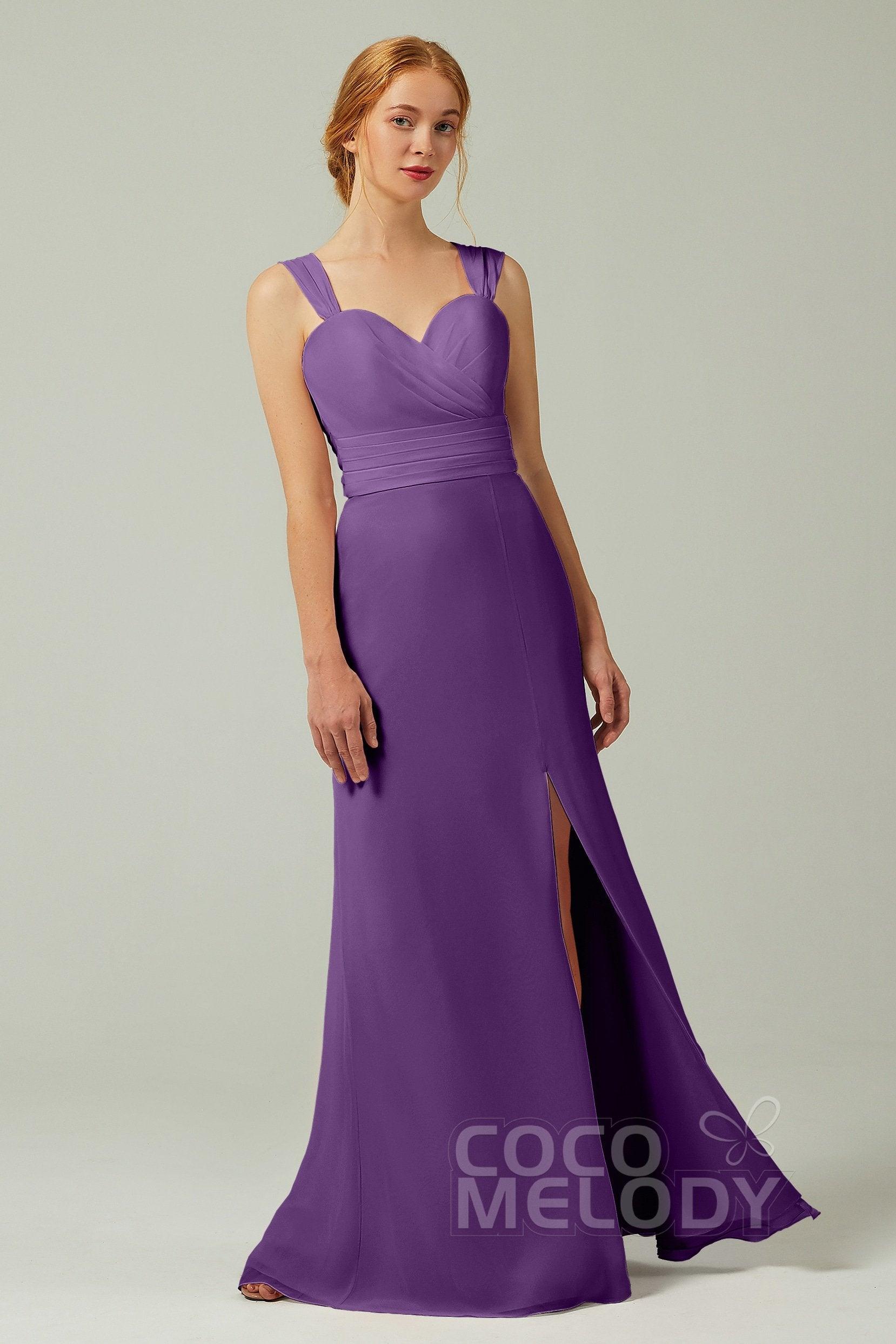 Sheath-Column Floor Length Chiffon Bridesmaid Dress CB0305 - COCOMELODY