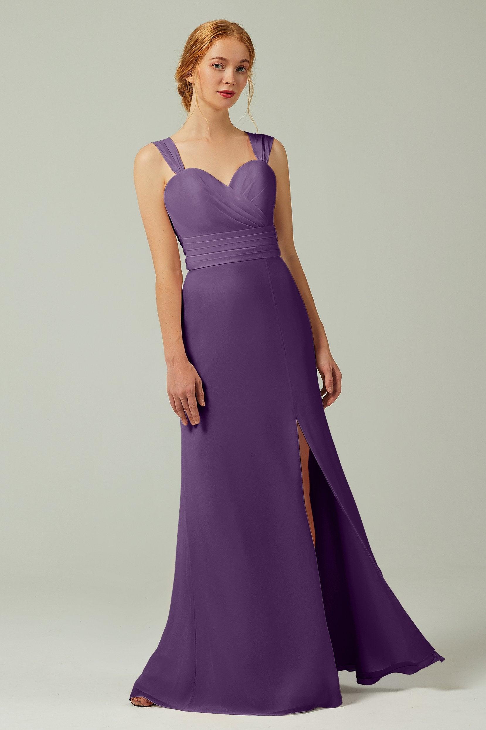 Sheath-Column Floor Length Chiffon Bridesmaid Dress CB0305 - COCOMELODY