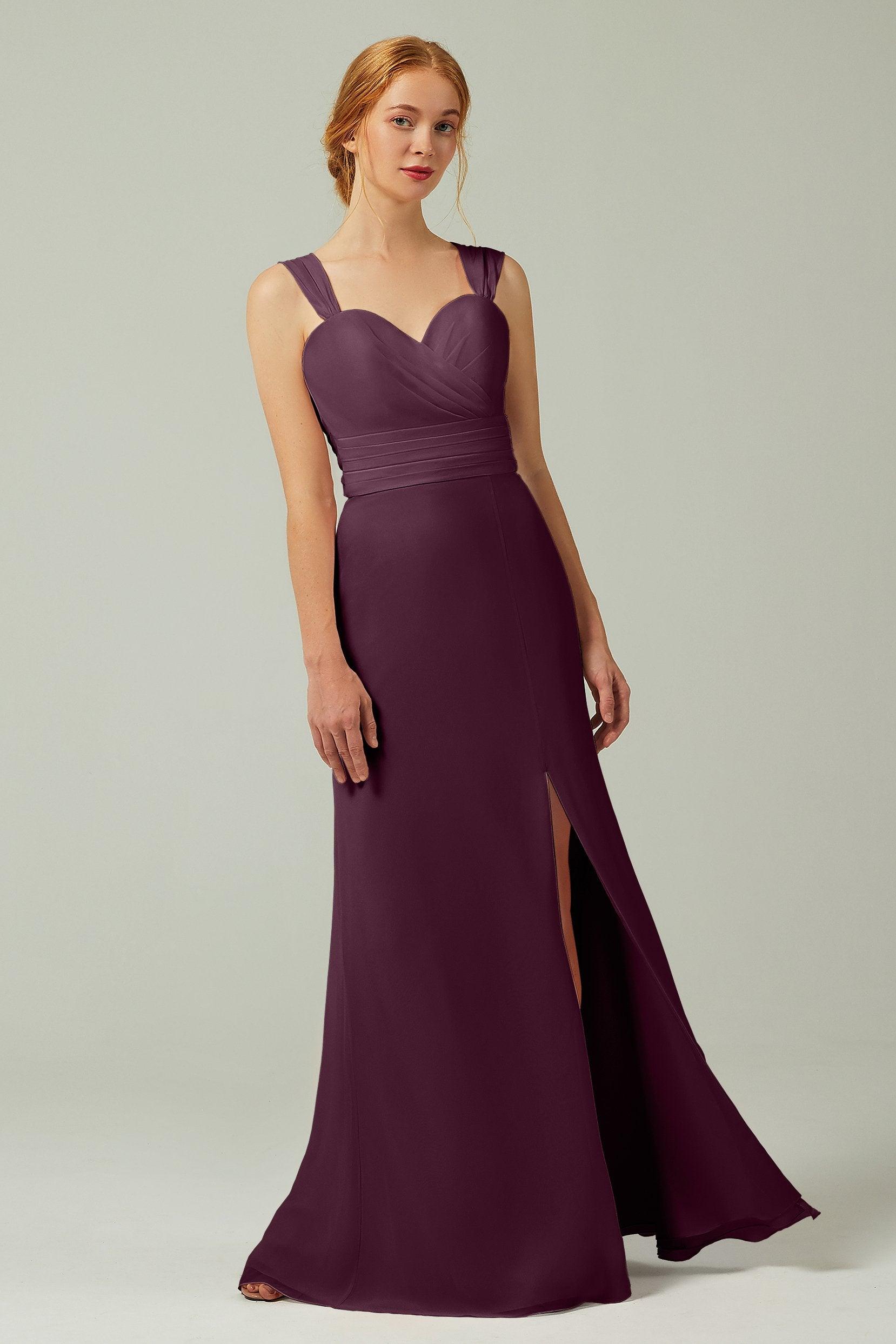 Sheath-Column Floor Length Chiffon Bridesmaid Dress CB0305 - COCOMELODY