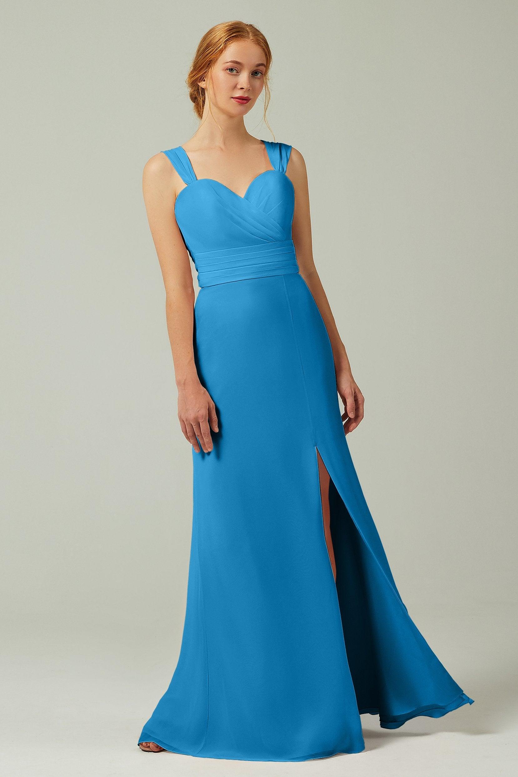 Sheath-Column Floor Length Chiffon Bridesmaid Dress CB0305 - COCOMELODY
