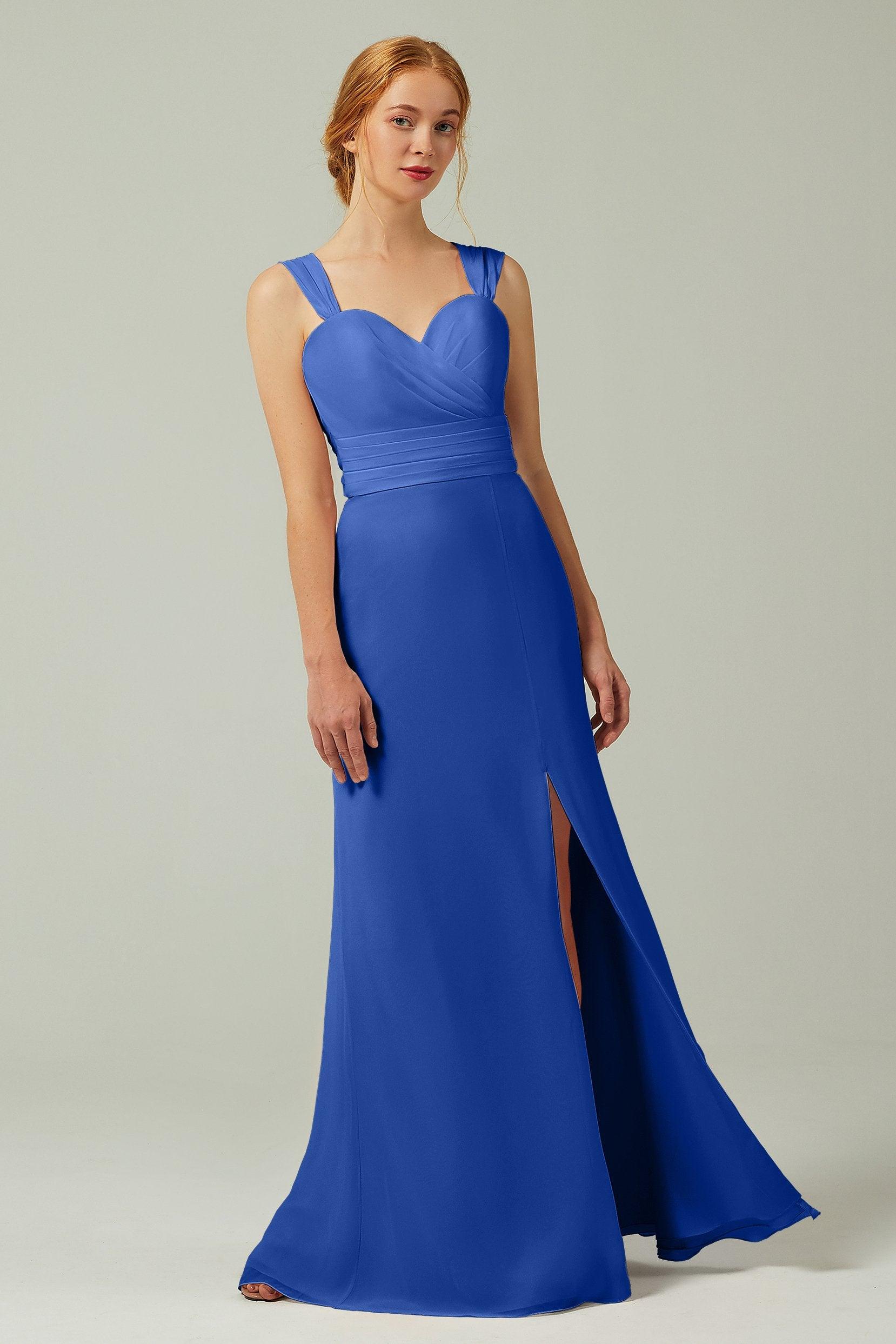 Sheath-Column Floor Length Chiffon Bridesmaid Dress CB0305 - COCOMELODY
