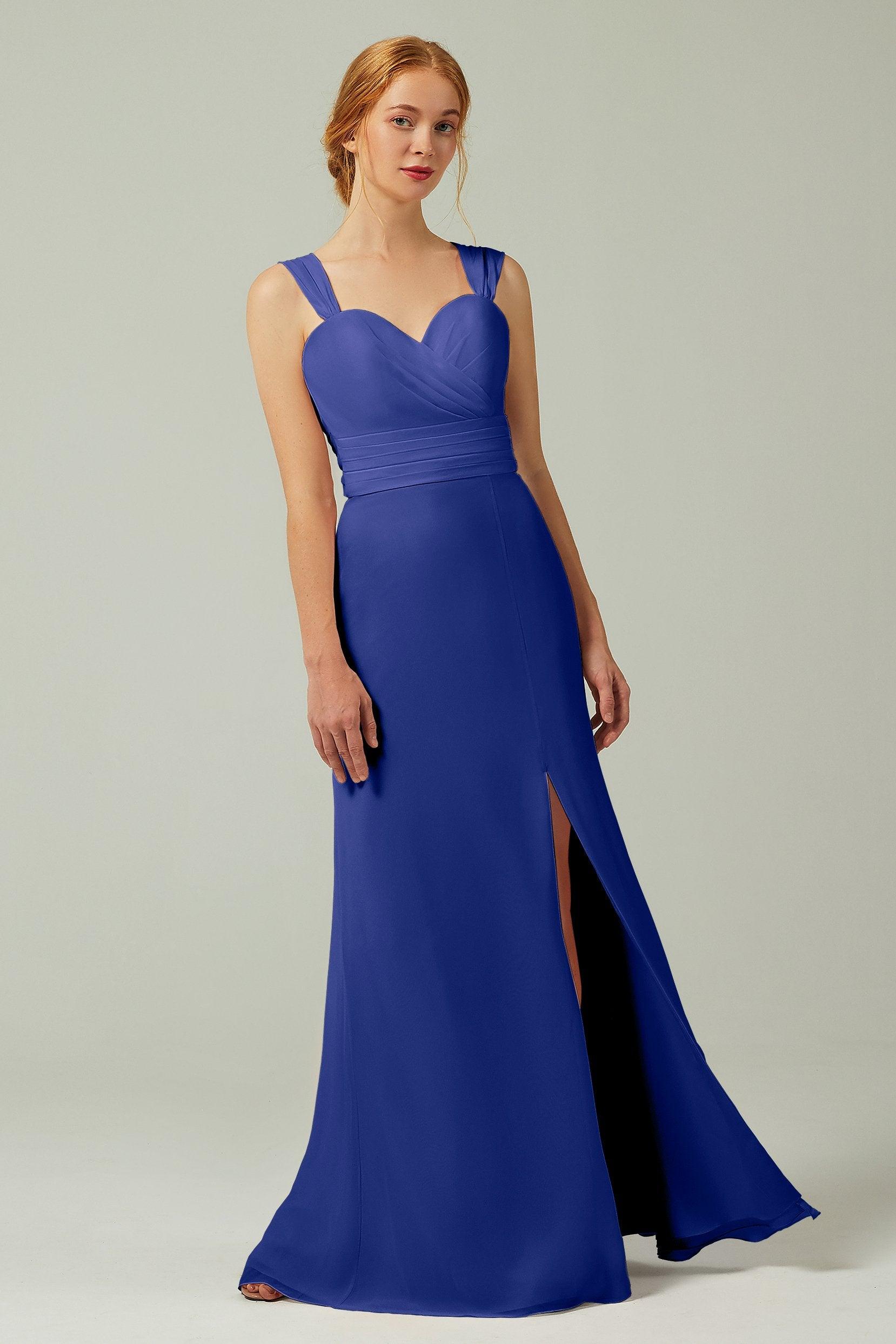 Sheath-Column Floor Length Chiffon Bridesmaid Dress CB0305 - COCOMELODY