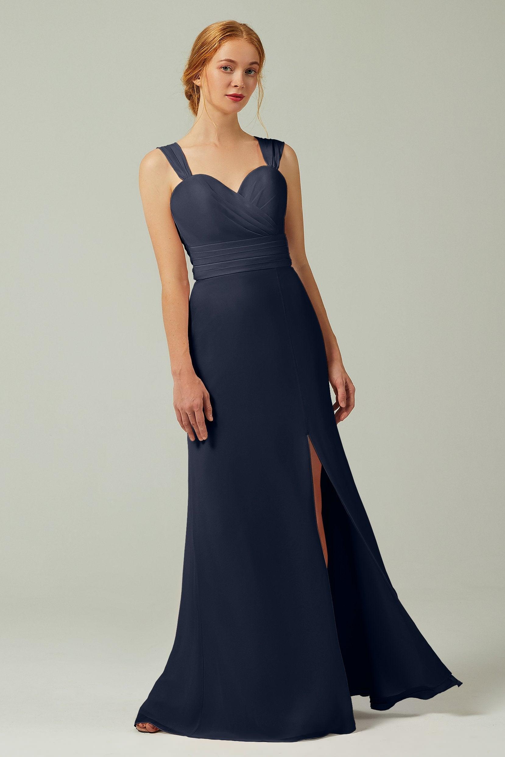Sheath-Column Floor Length Chiffon Bridesmaid Dress CB0305 - COCOMELODY