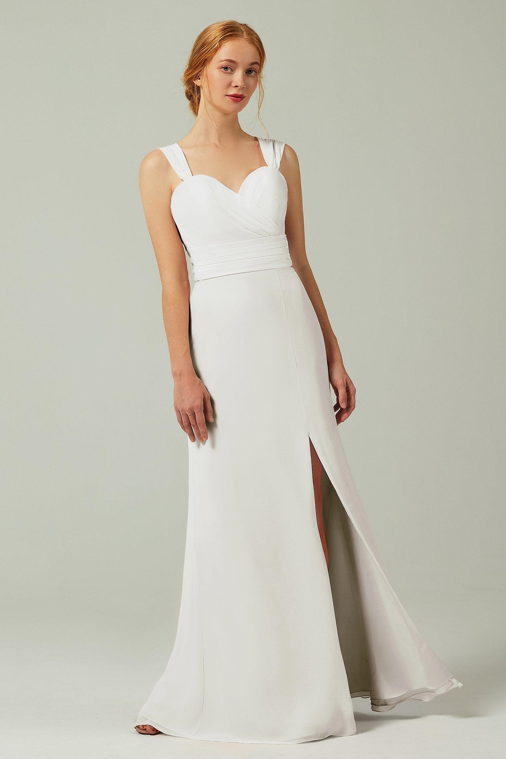 Sheath-Column Floor Length Chiffon Bridesmaid Dress CB0305 - COCOMELODY