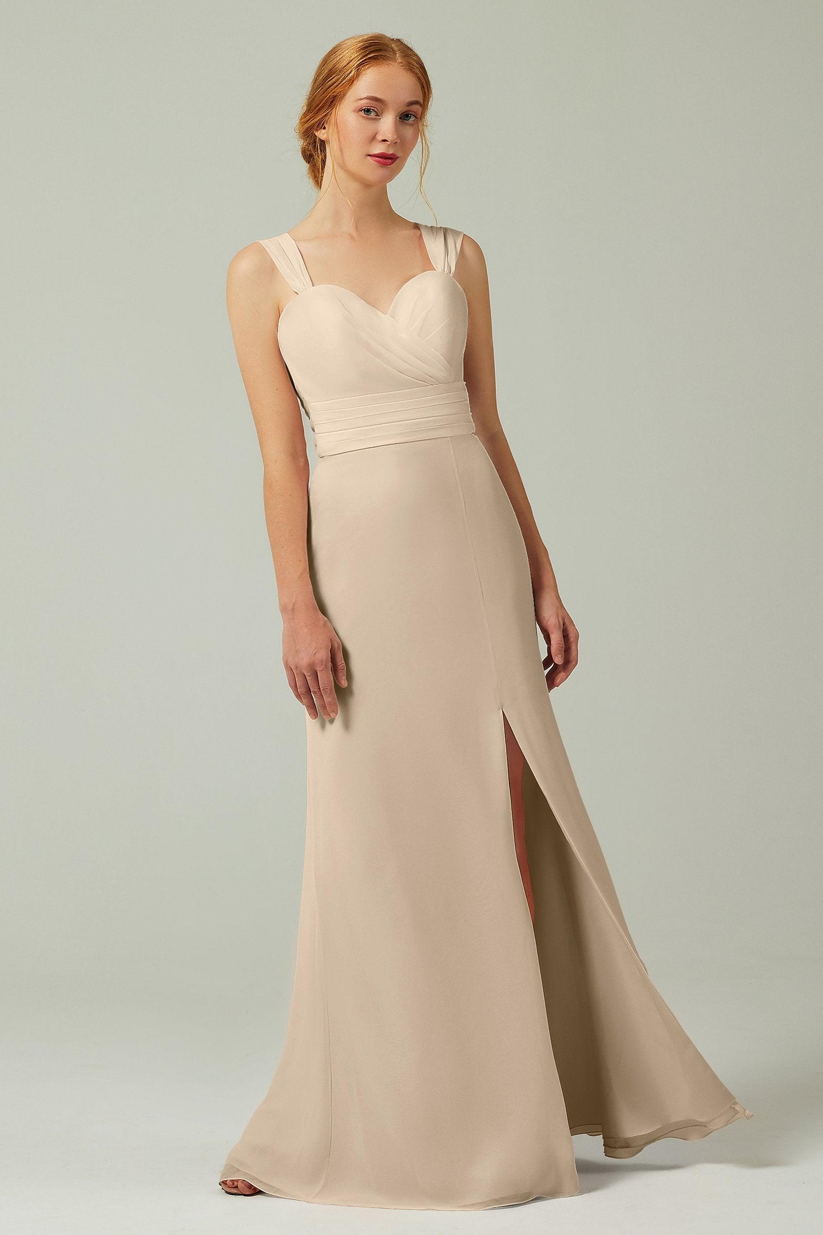 Sheath-Column Floor Length Chiffon Bridesmaid Dress CB0305 - COCOMELODY