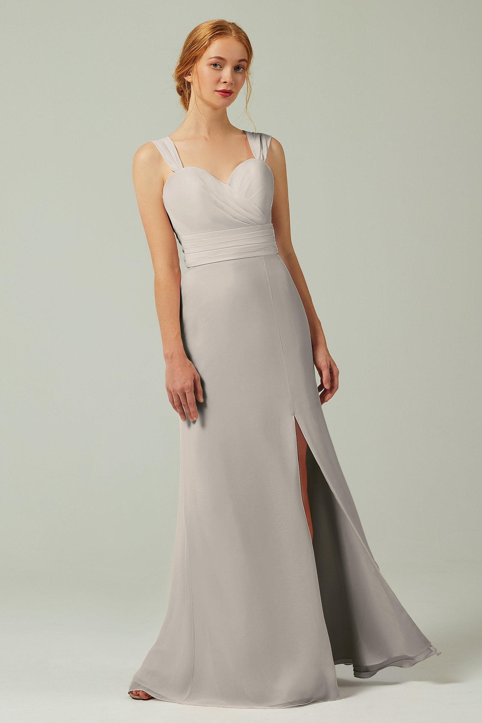 Sheath-Column Floor Length Chiffon Bridesmaid Dress CB0305 - COCOMELODY