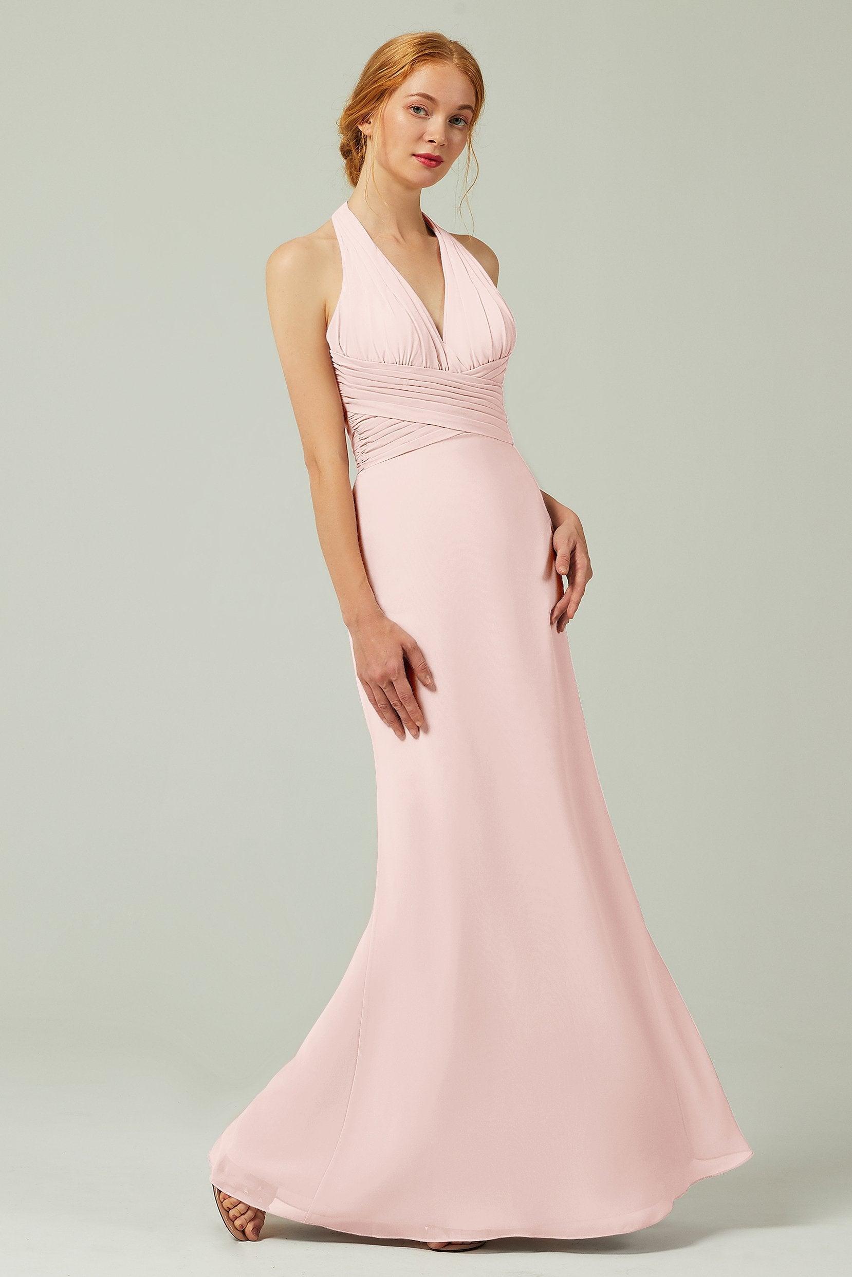 Sheath-Column Floor Length Chiffon Bridesmaid Dress CB0306 - COCOMELODY