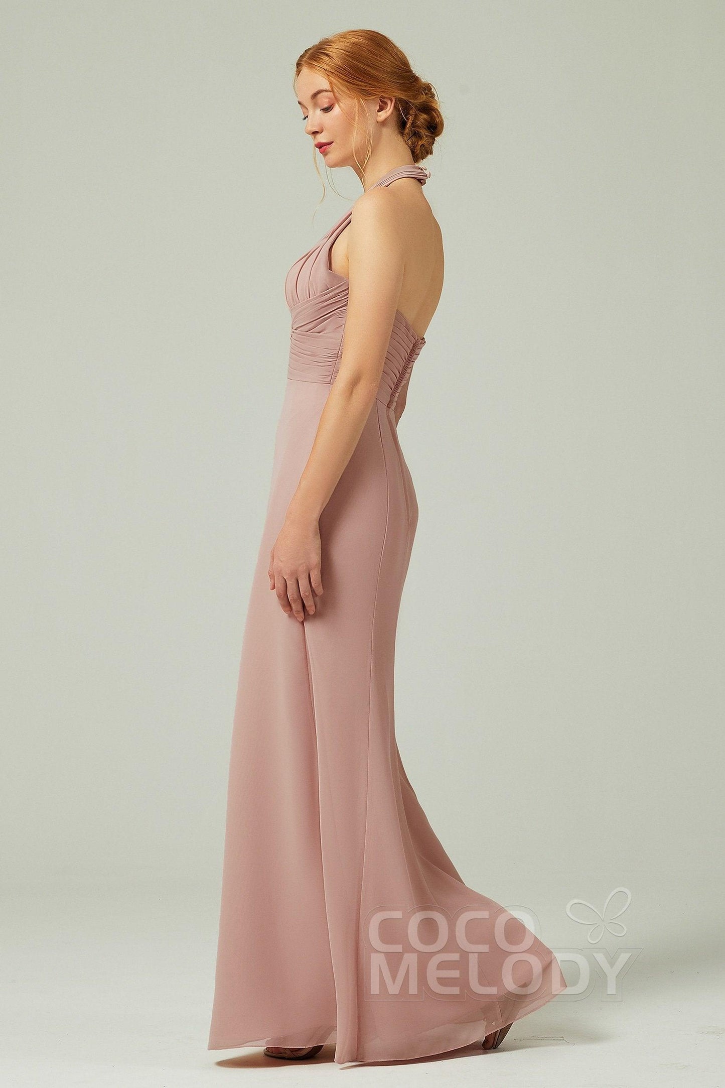 Sheath-Column Floor Length Chiffon Bridesmaid Dress CB0306