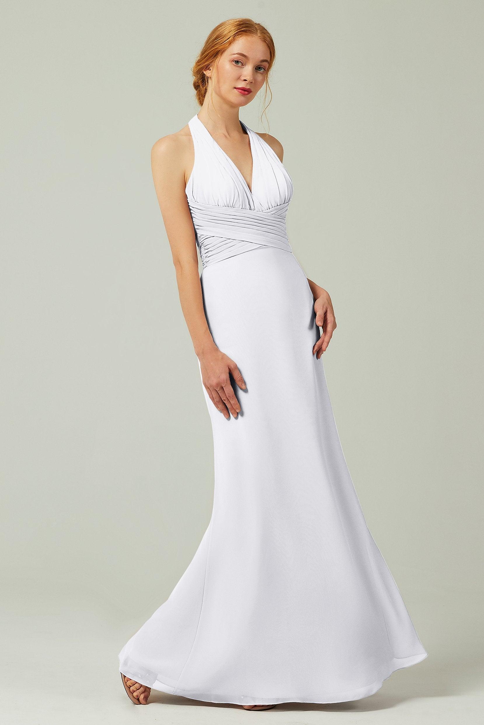 Sheath-Column Floor Length Chiffon Bridesmaid Dress CB0306 - COCOMELODY