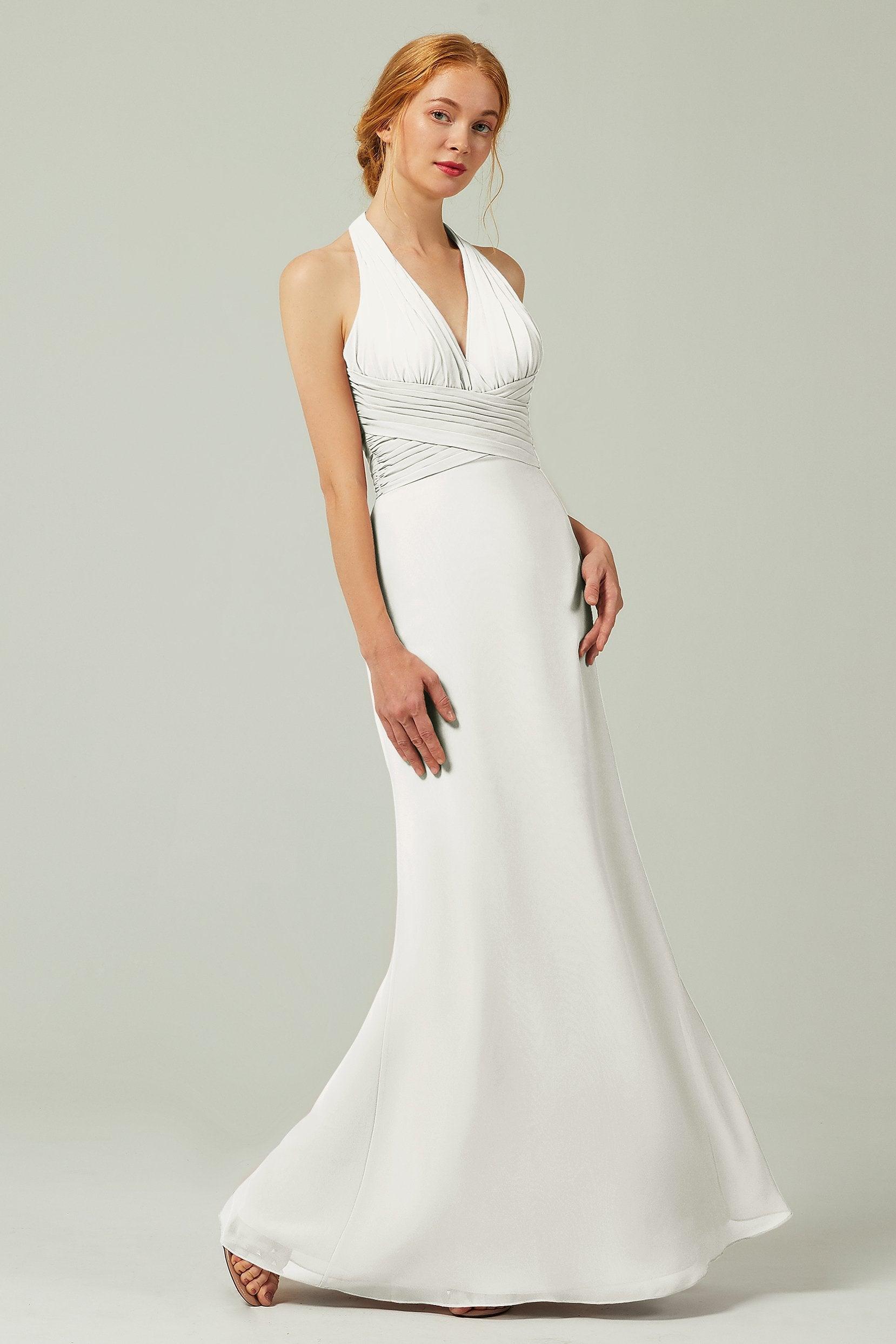 Sheath-Column Floor Length Chiffon Bridesmaid Dress CB0306 - COCOMELODY