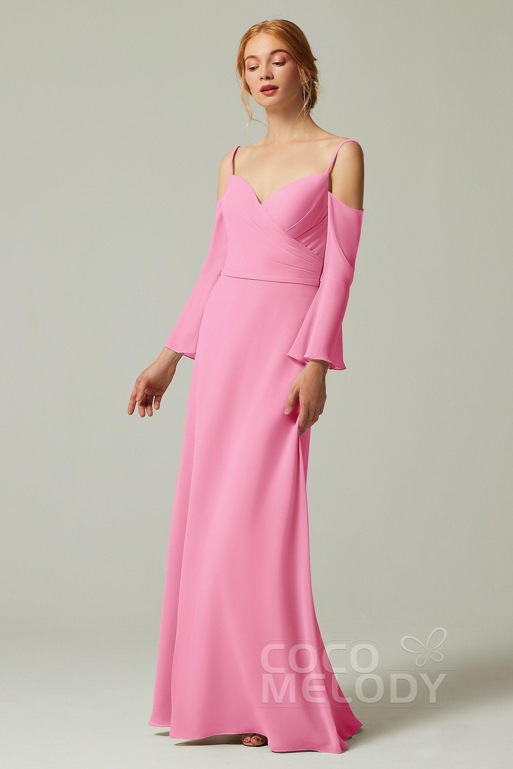 A-Line Floor Length Chiffon Bridesmaid Dress CB0307 - COCOMELODY