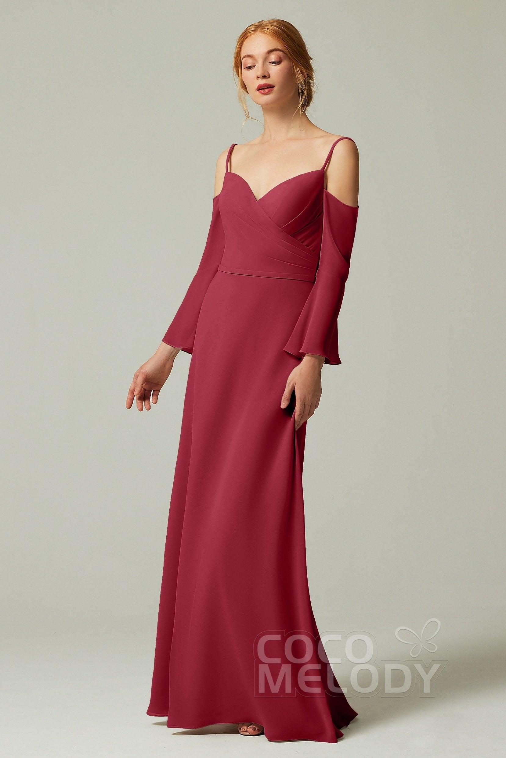 A-Line Floor Length Chiffon Bridesmaid Dress CB0307 - COCOMELODY