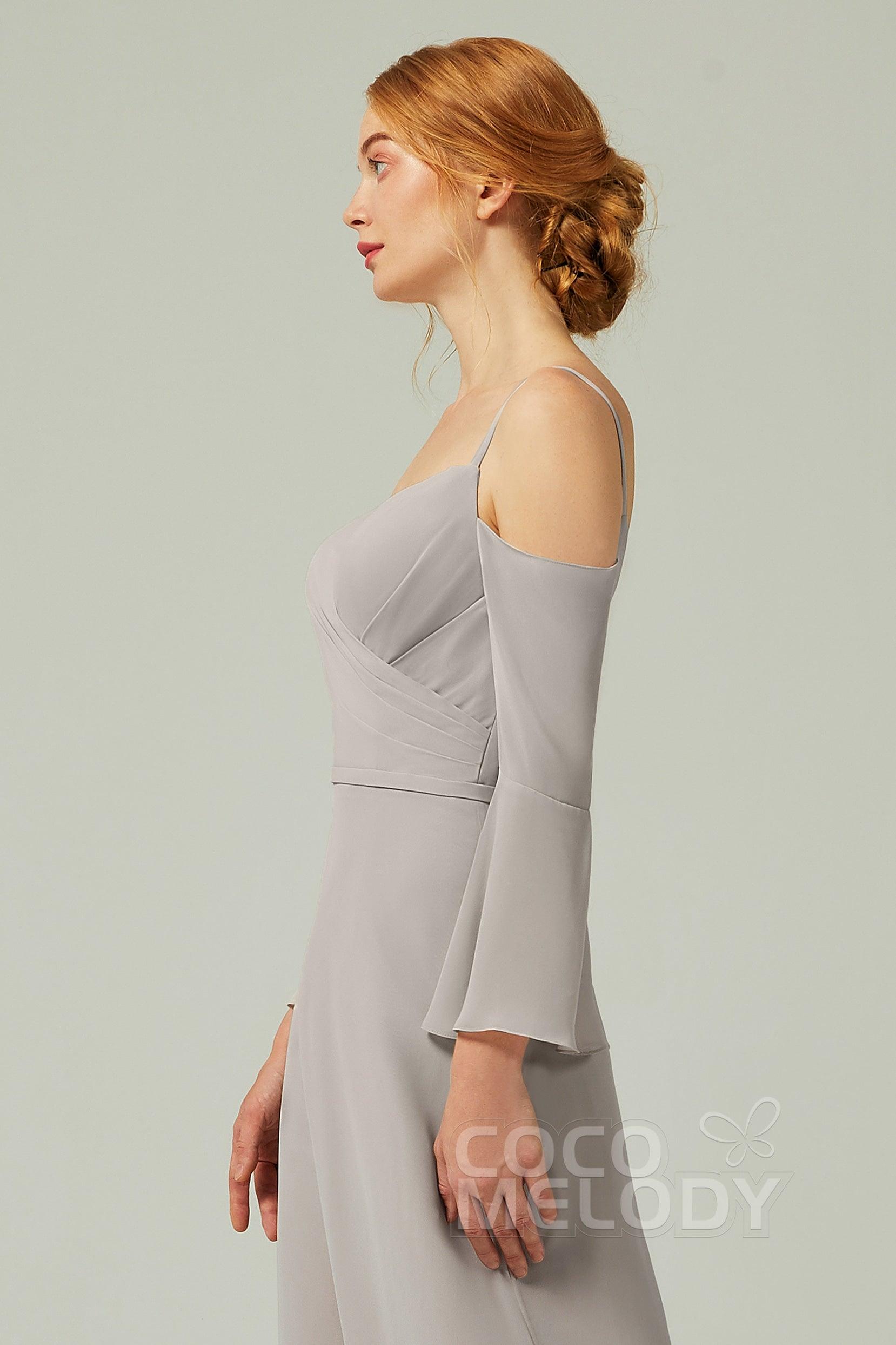 A-Line Floor Length Chiffon Bridesmaid Dress CB0307 - COCOMELODY